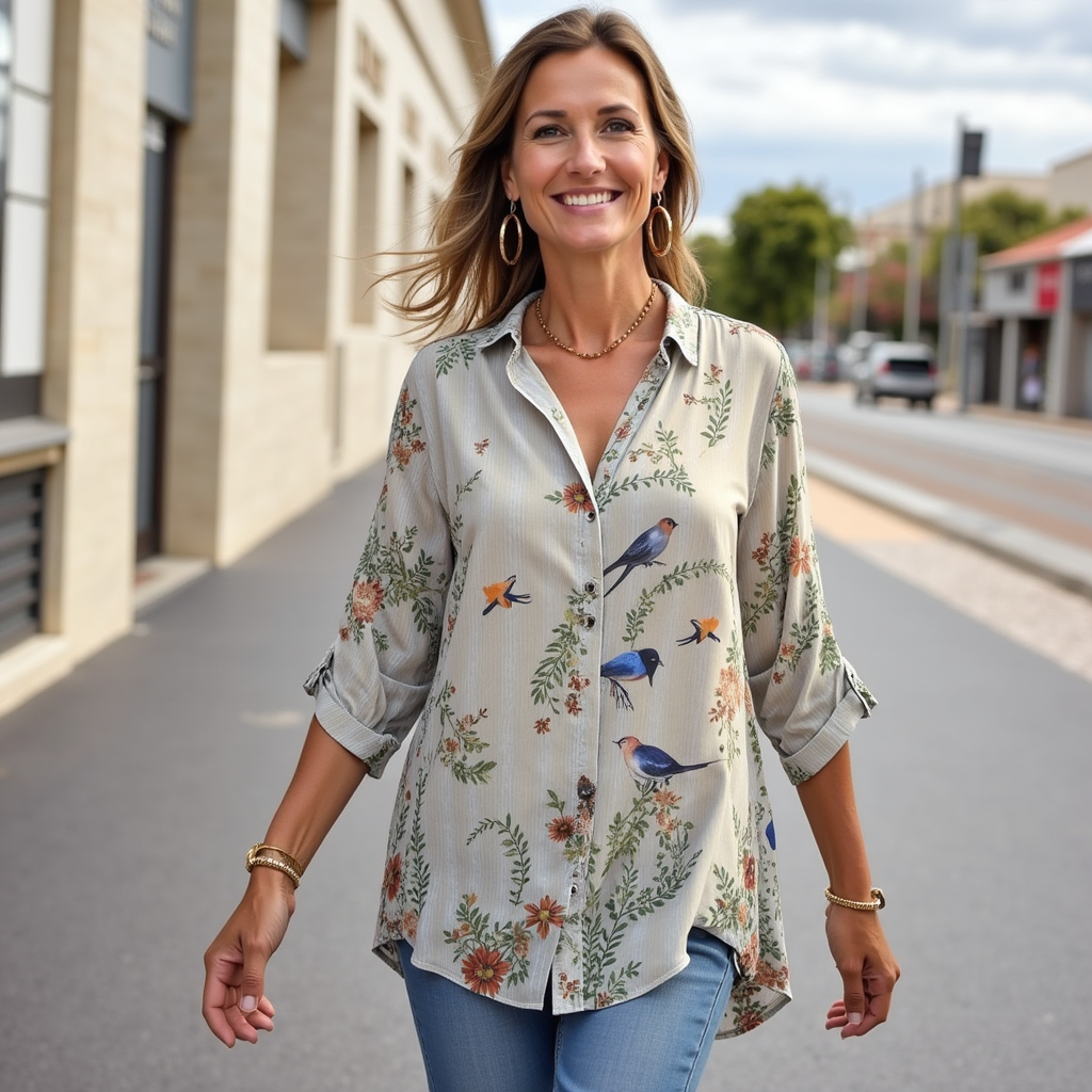 Joanna - Vintage-Bluse mit Blumenmuster
