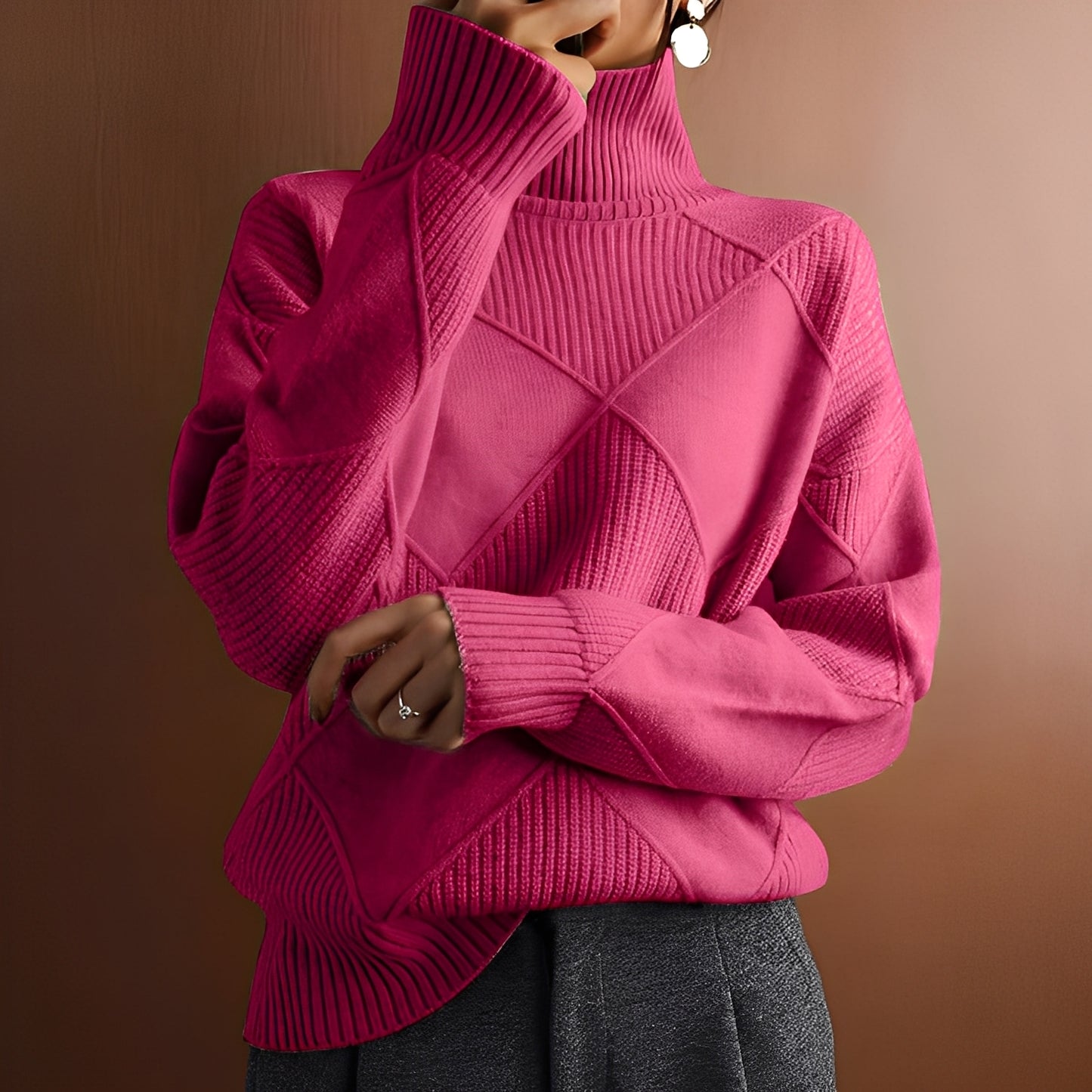Lyndsea - Lockerer Rollkragenpullover für Damen