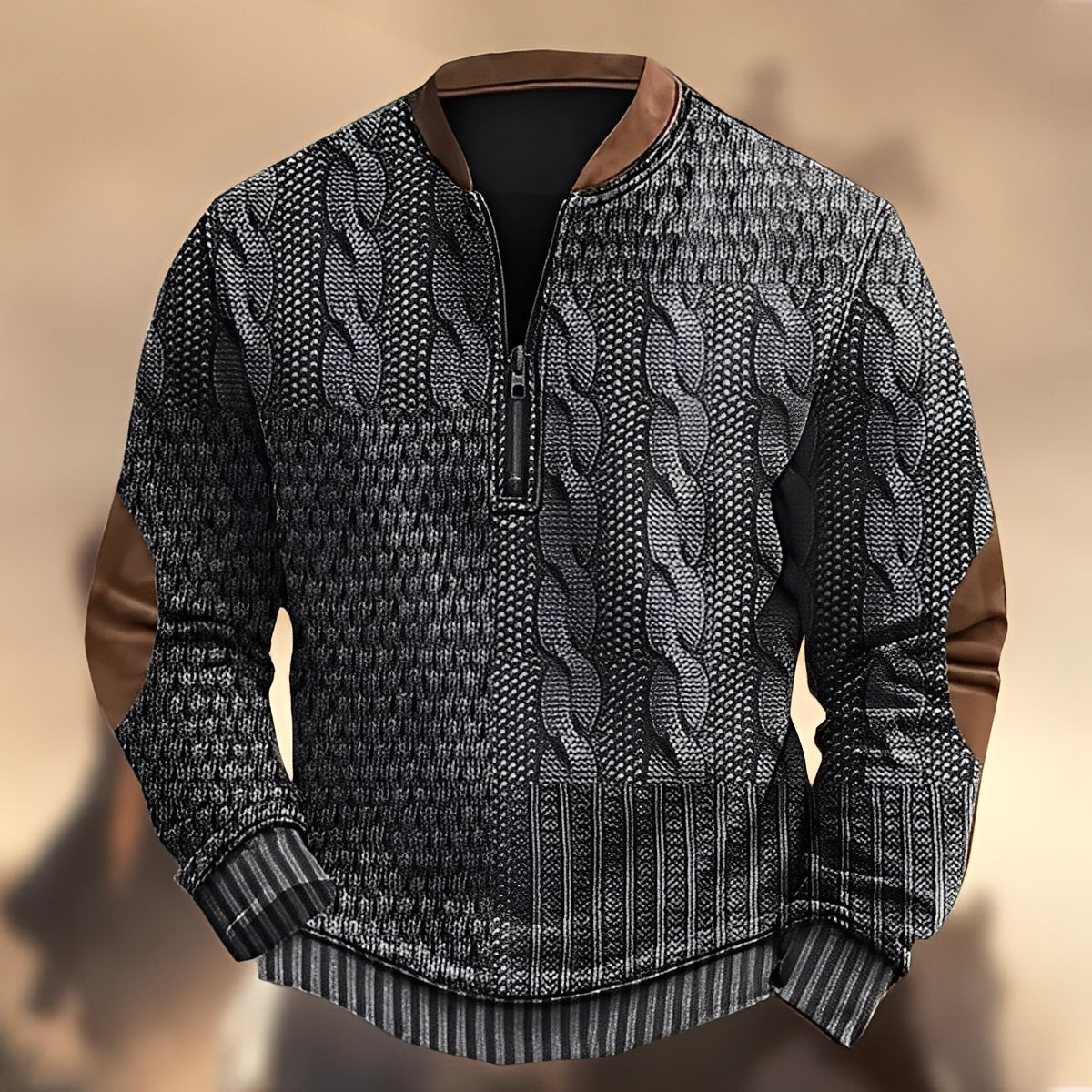 Edmund - Lässiger bedruckter Pullover mit Reißverschluss für Herren