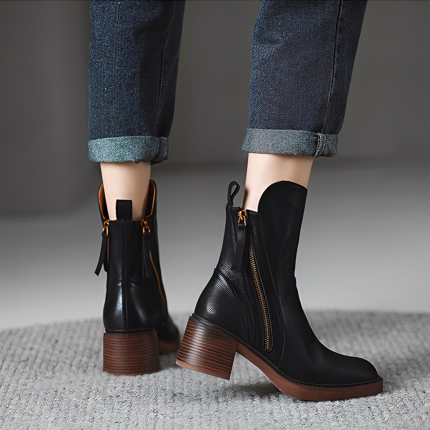 Pamella - Klassische knöchelhohe Lederstiefel für Damen