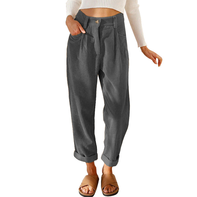 Chelsie - Lässige Cordhose mit hoher Taille für Damen
