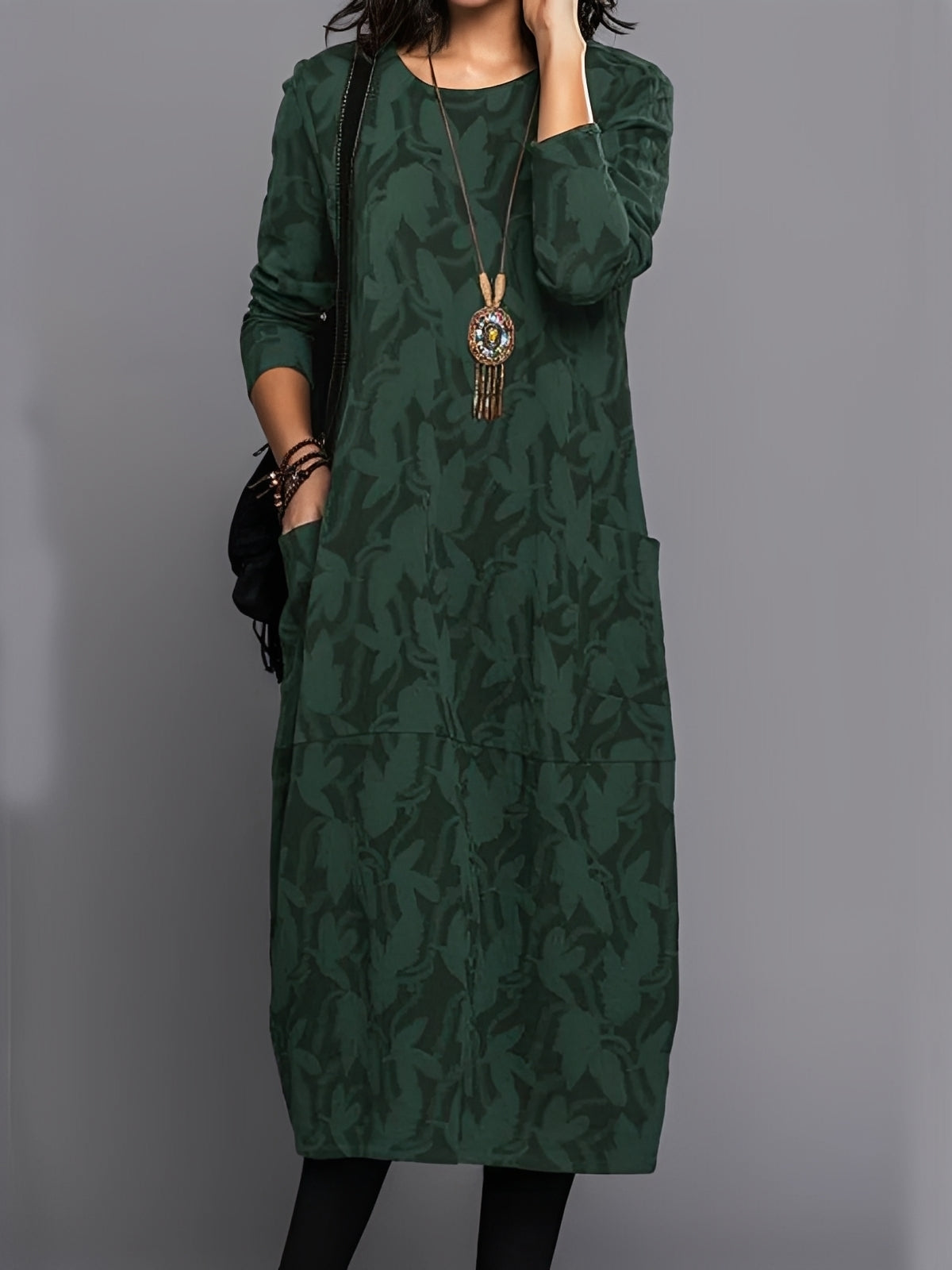 Kadence - Stilvolles Langarmkleid mit Print für Damen