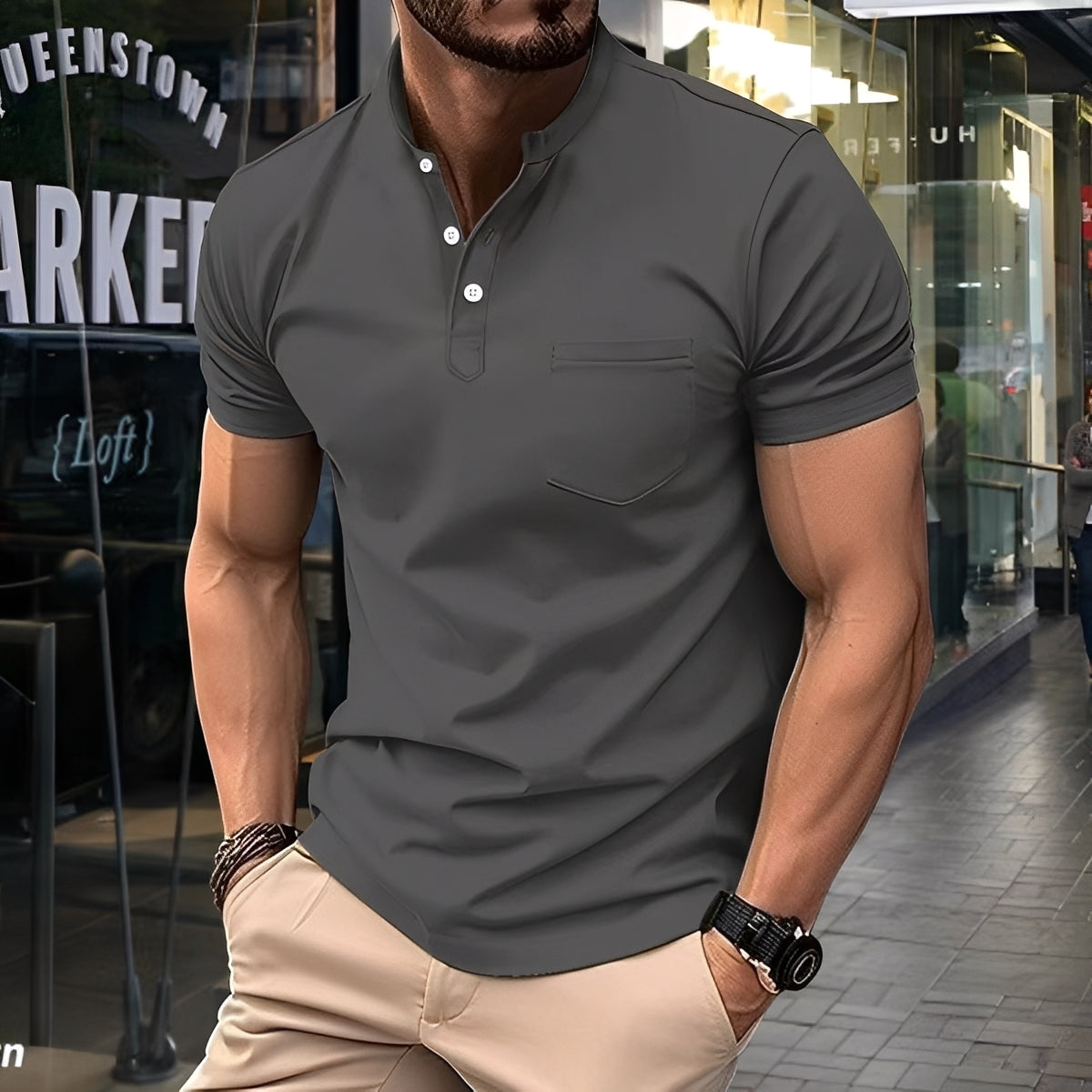 Darwin - Lässiges, schlichtes Poloshirt mit Halbkragen für Herren