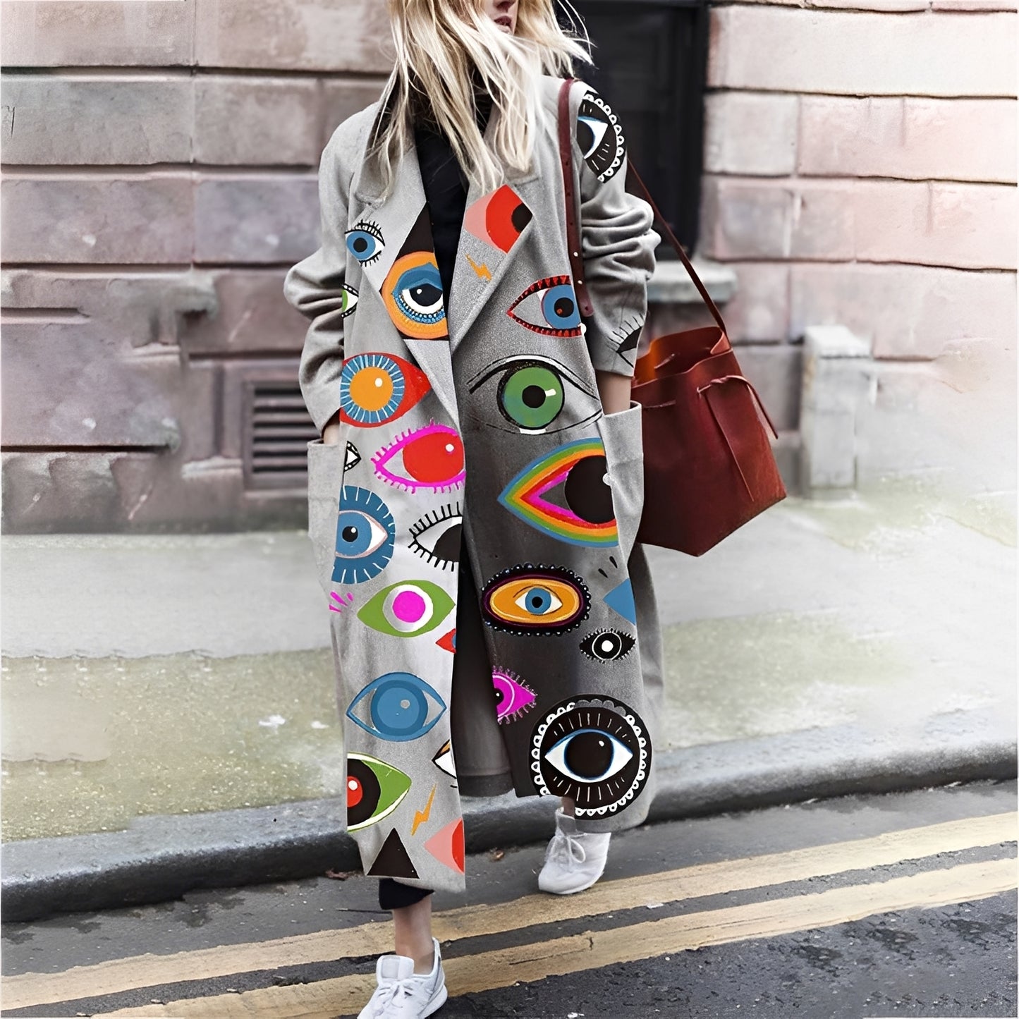 Kelsea - Stilvoller Catwalk-Mantel mit Print für Damen