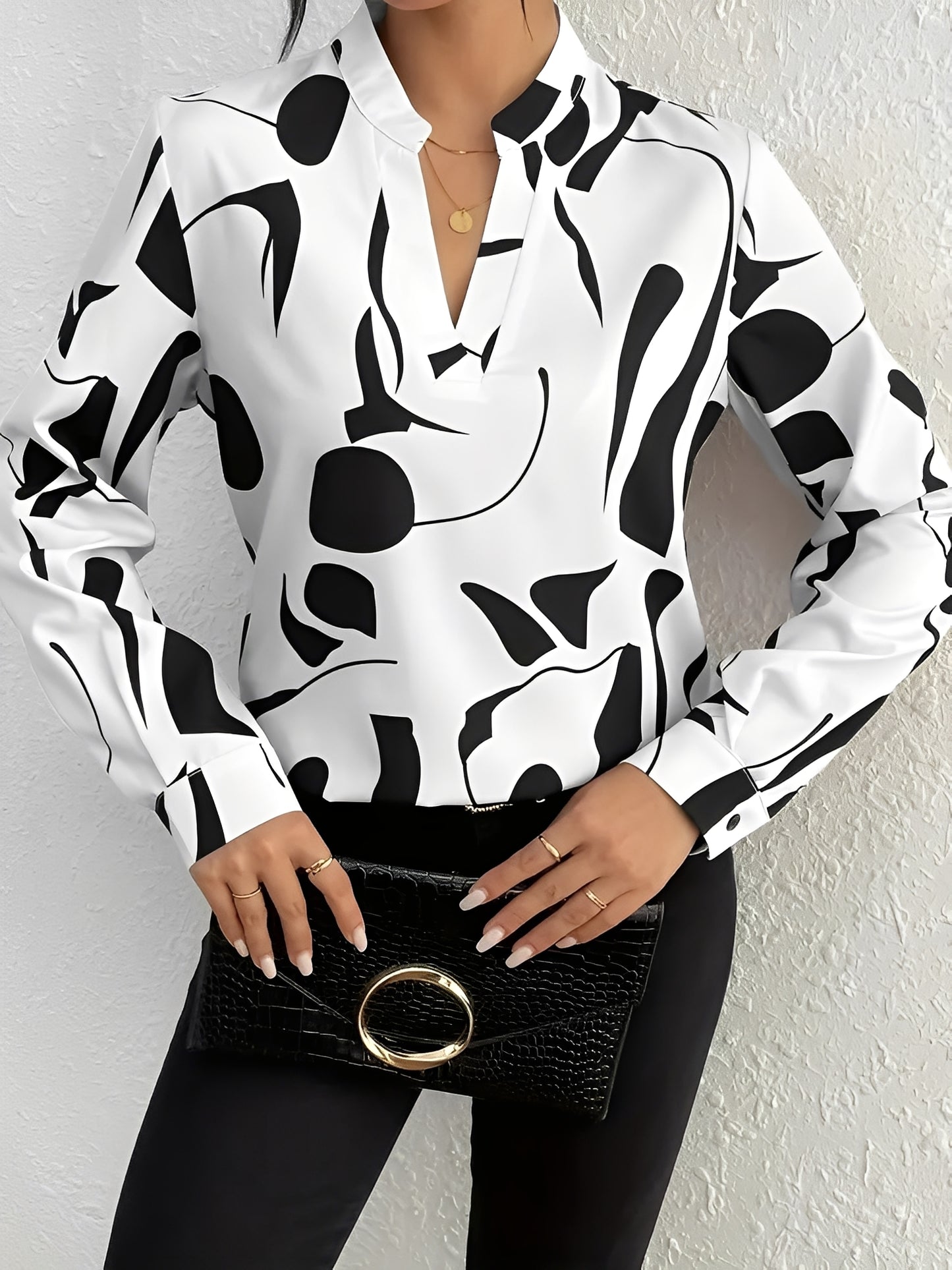 Melville - Stilvolle Langarmbluse mit Print für Damen