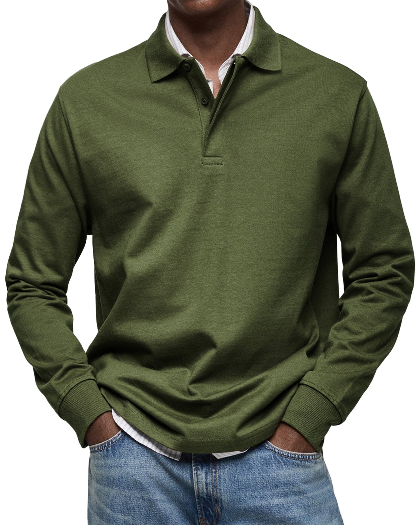 Dewey - Schlichtes Langarm-Poloshirt für Herren