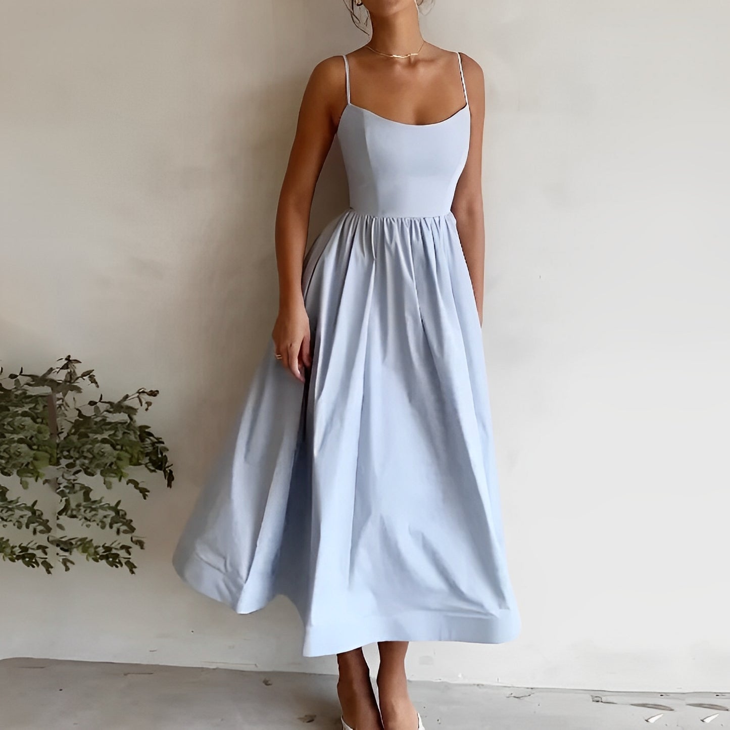 Selena - Fließendes Midikleid für Damen für den Weg zur Arbeit