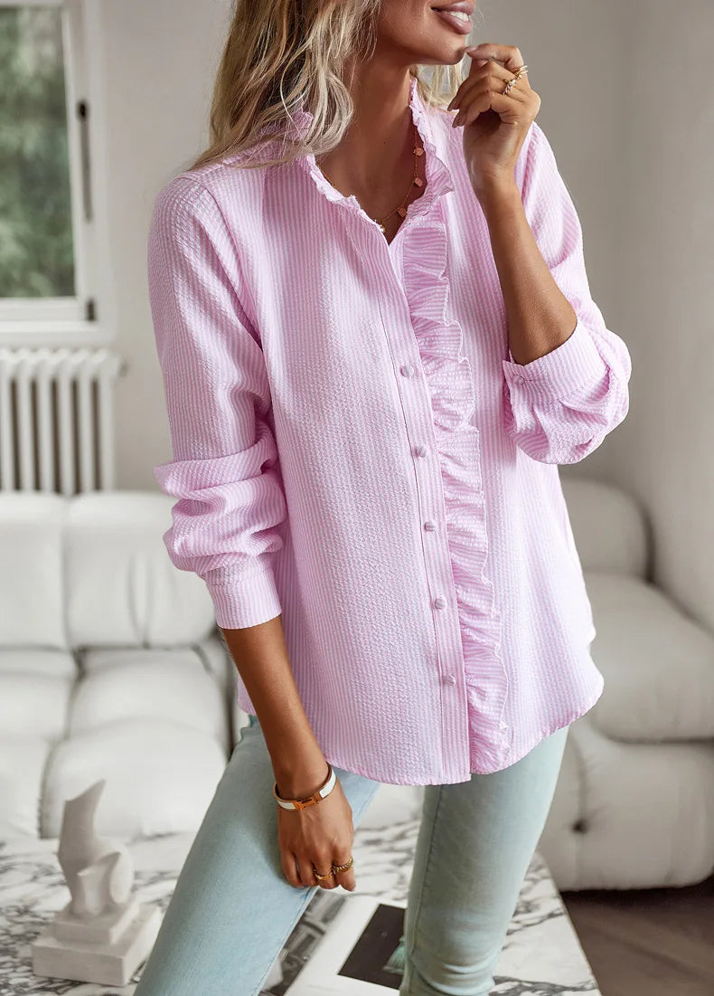 Bridgette - Stilvolle Bluse mit Rüschenstreifen für Damen