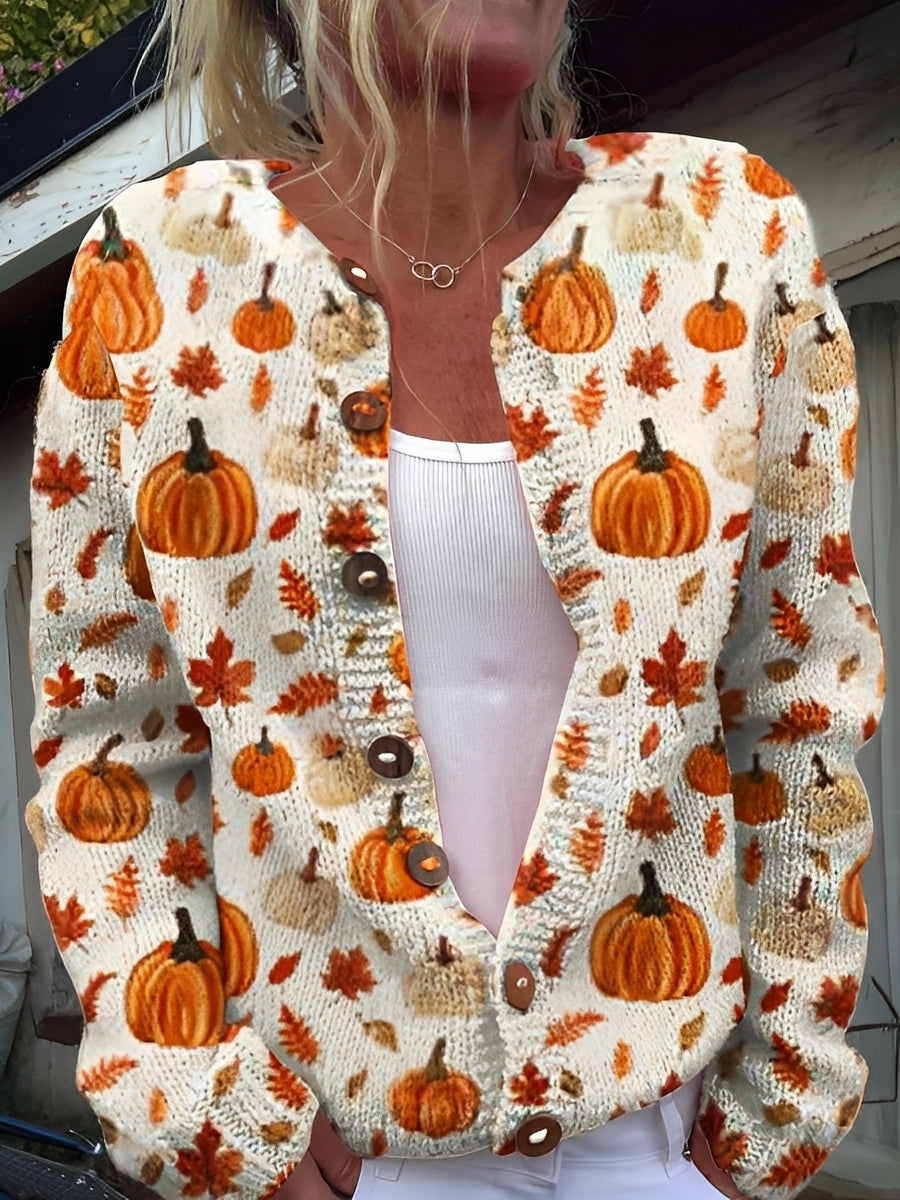 Kandace - Stilvolle Strickjacke mit Blumenmuster für Damen