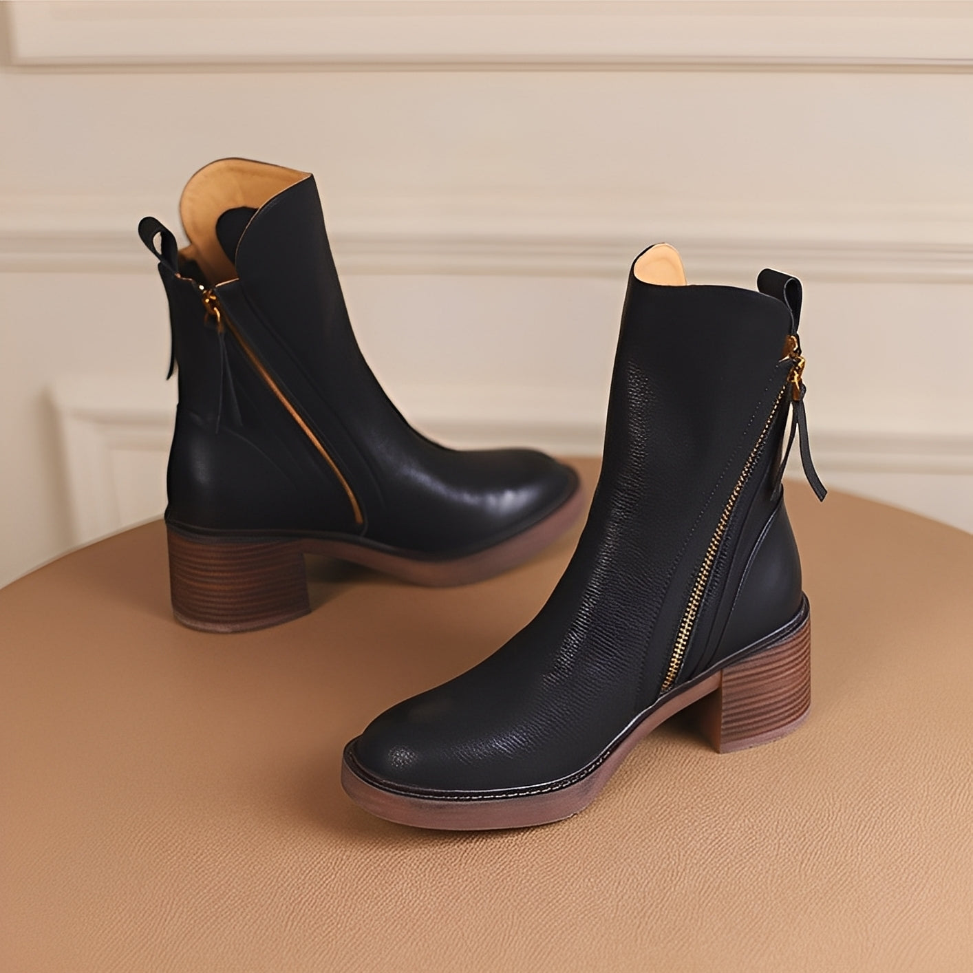 Pamella - Klassische knöchelhohe Lederstiefel für Damen