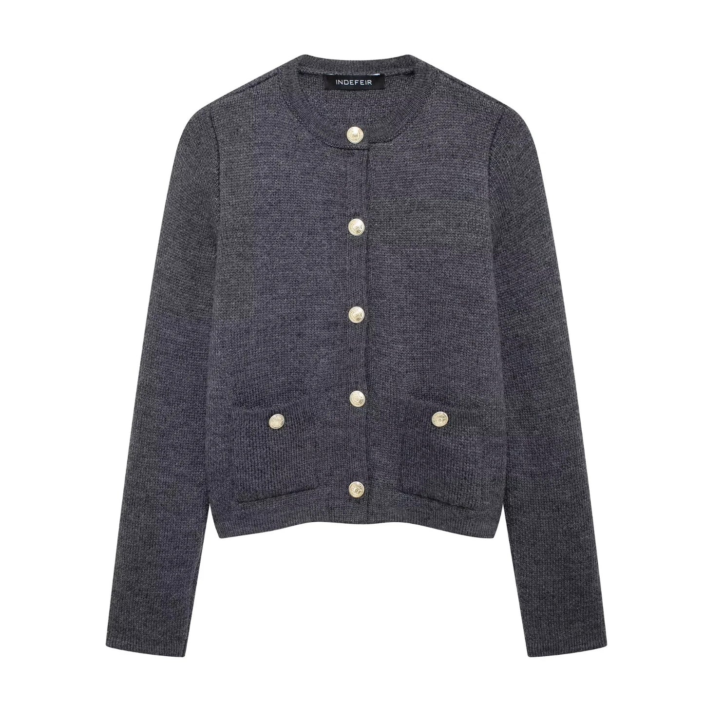Zinnia - Lässige Strickjacke mit goldener Knopfleiste für Damen