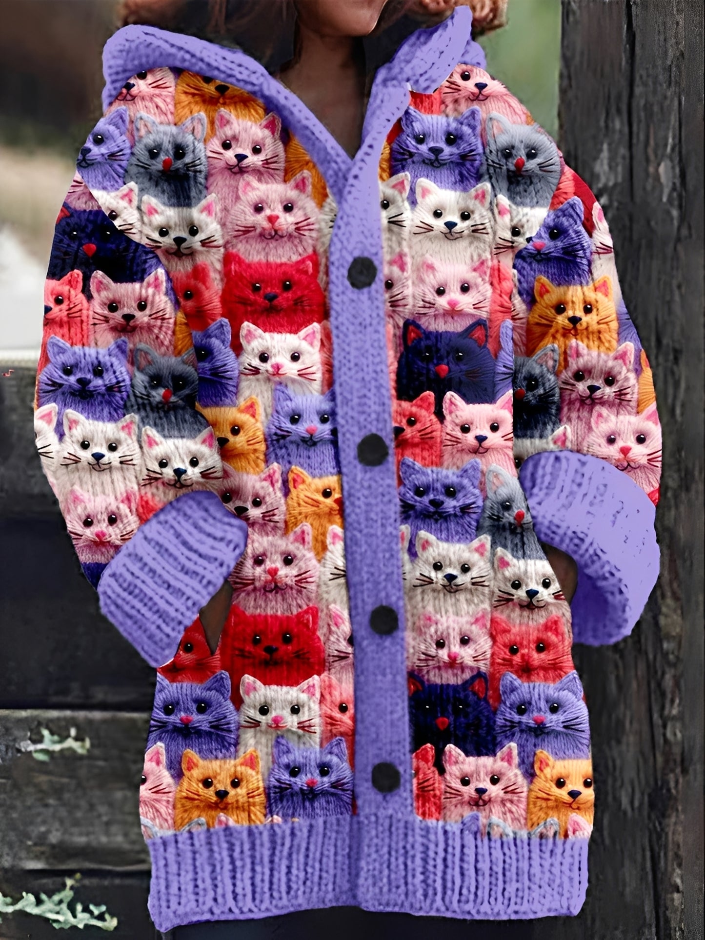 Rexana - Lässiger, warmer Mantel mit Print für Damen