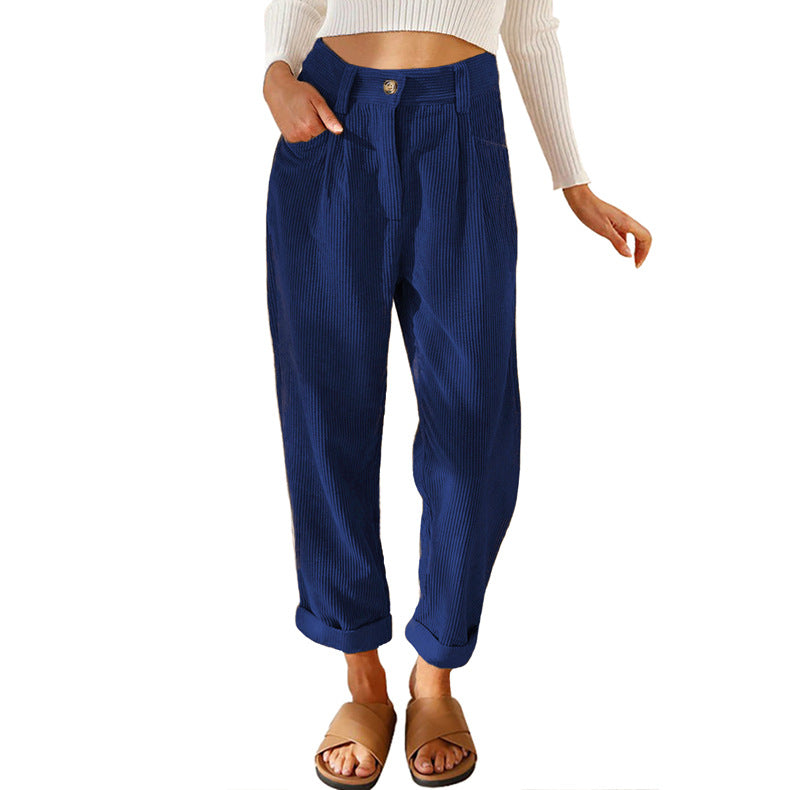 Chelsie - Lässige Cordhose mit hoher Taille für Damen