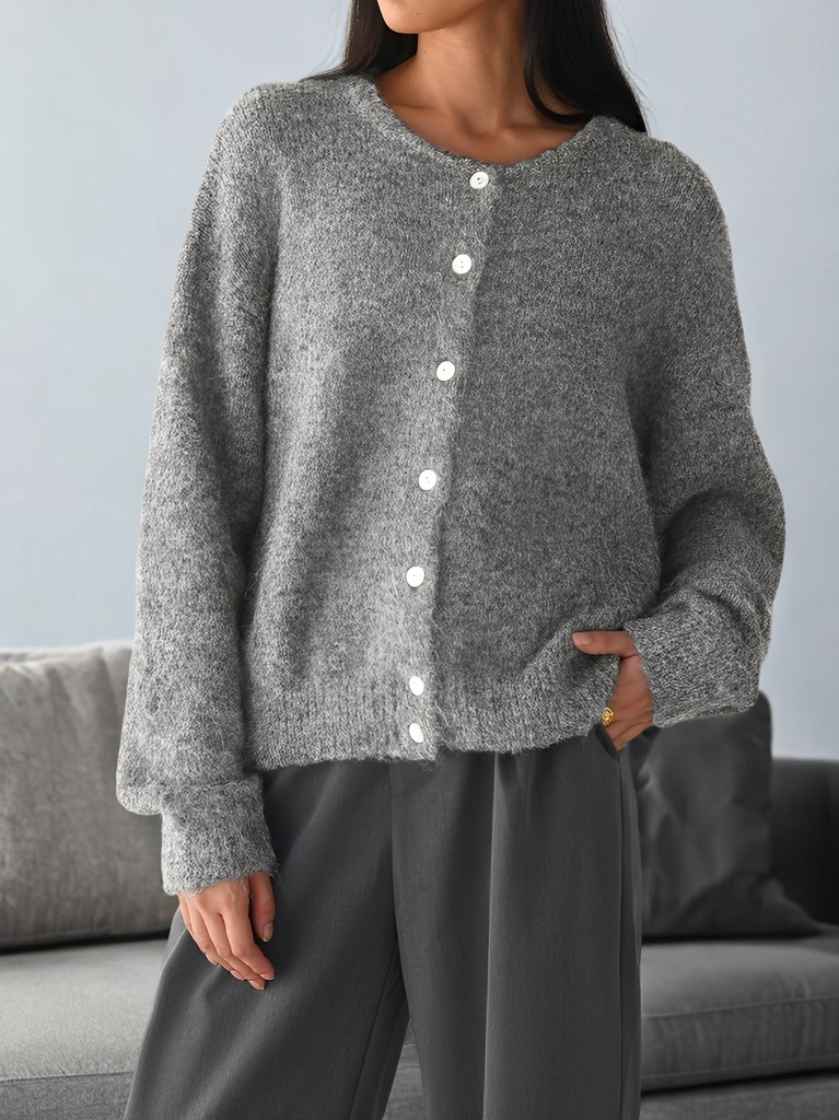 Rowena - Vintage-Wollmantel mit Knöpfen für Damen