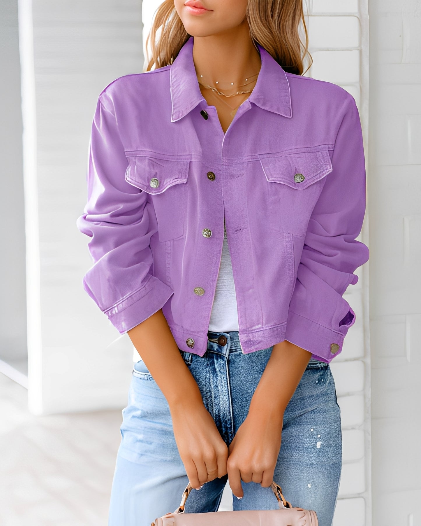 Paulene - Stilvolle Jeansjacke mit Knöpfen und Taschen
