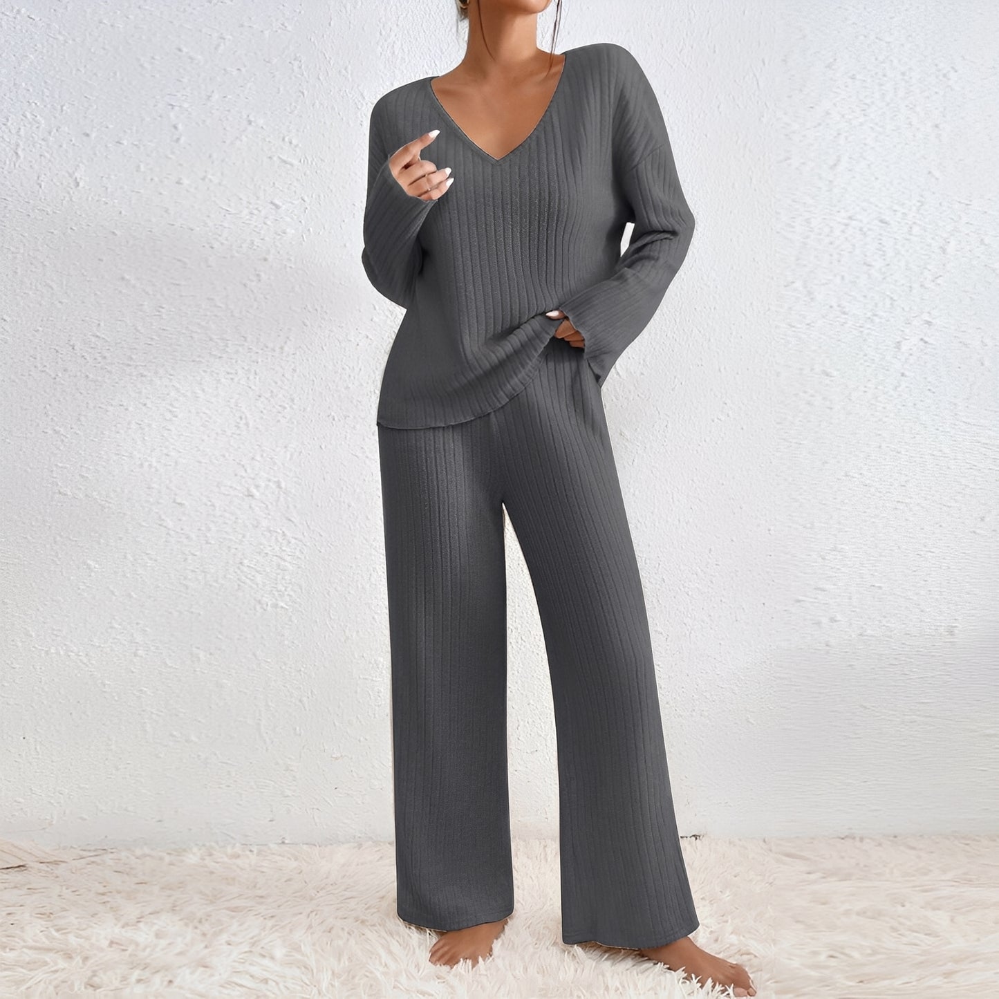 Michele - Lässiges, gestricktes zweiteiliges Lounge-Set für Damen