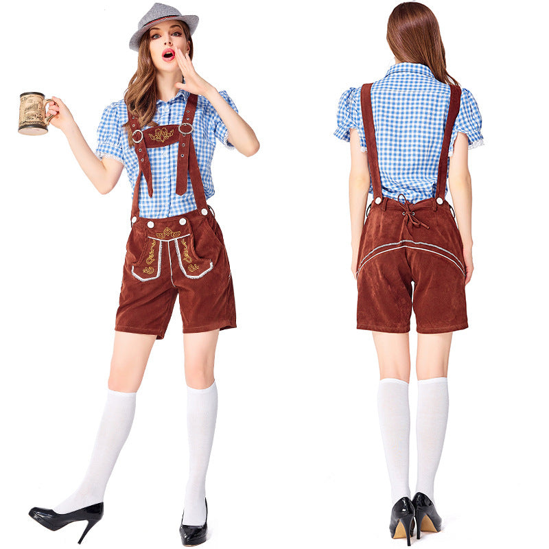 Dahlia - Oktoberfest-Outfit mit karierter Latzhose für Damen