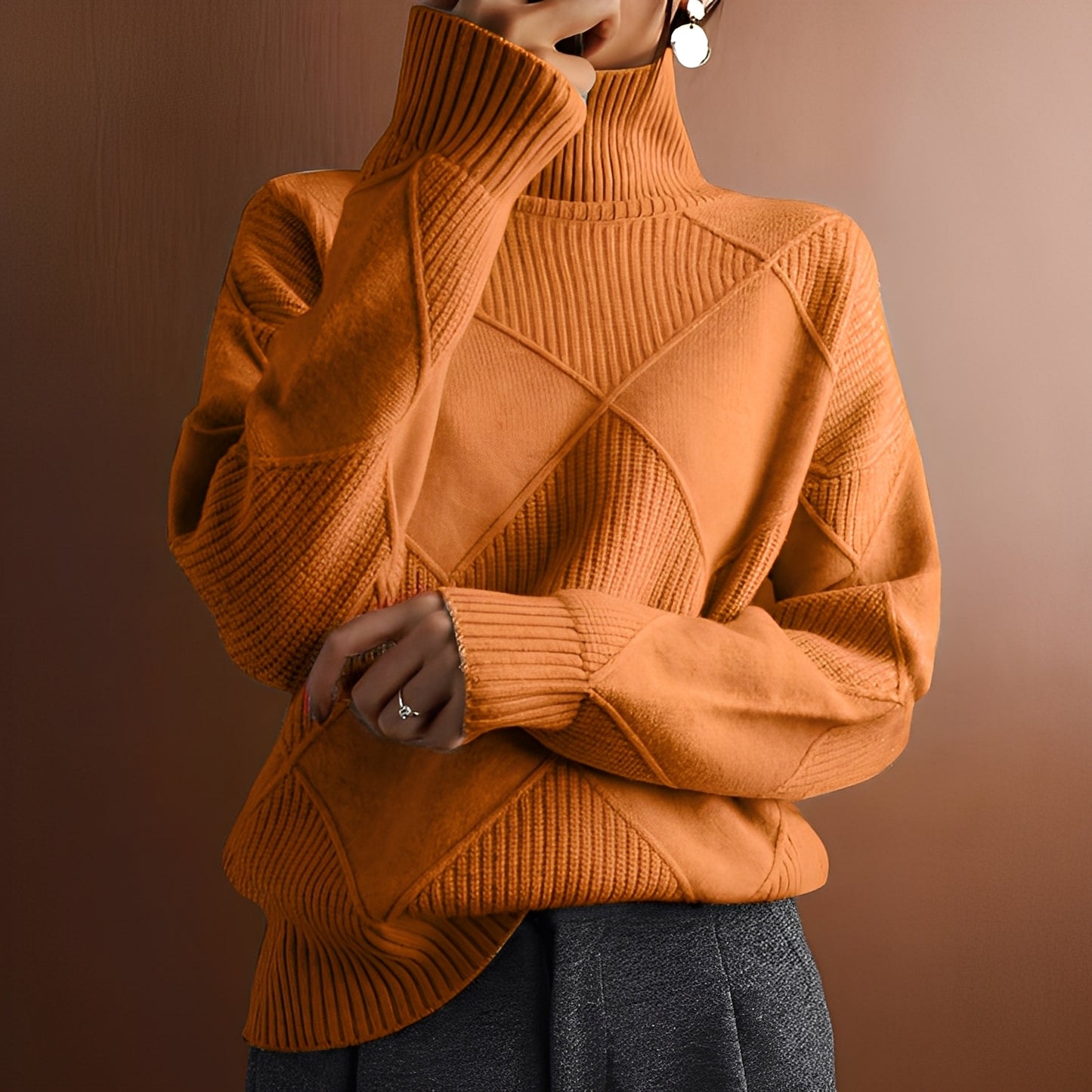 Lyndsea - Lockerer Rollkragenpullover für Damen