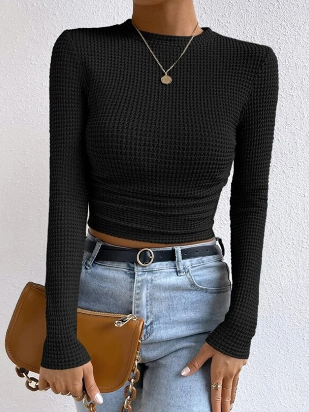 Tessa – Slim-Pullover im Waffelstich