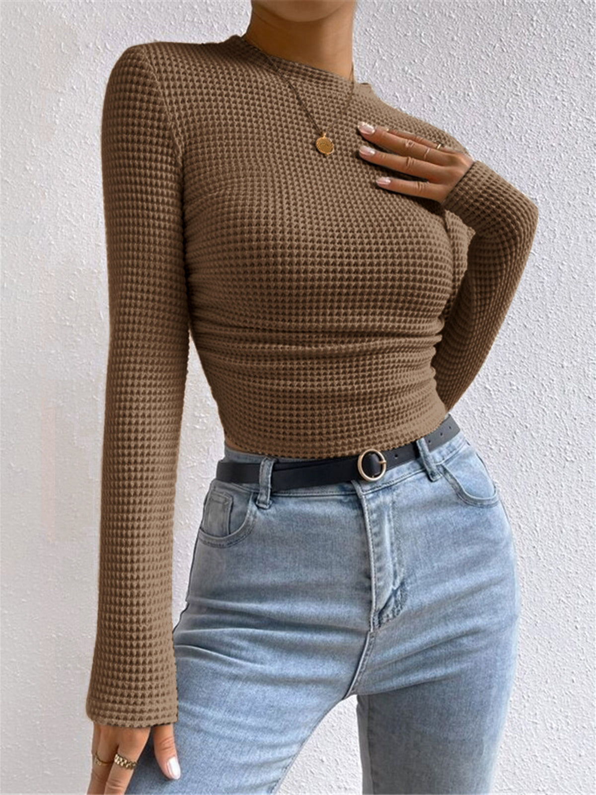 Tessa – Slim-Pullover im Waffelstich