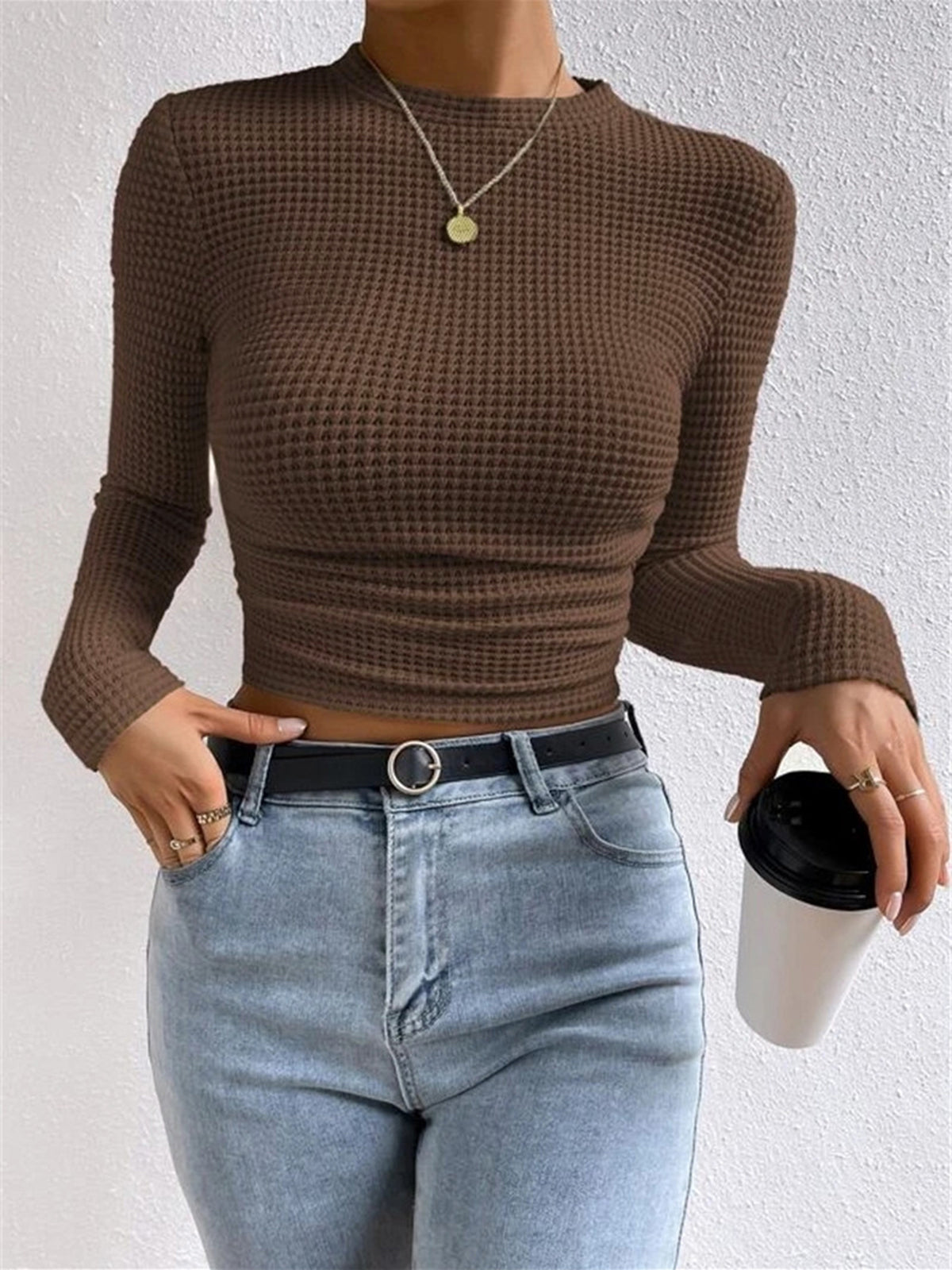 Tessa – Slim-Pullover im Waffelstich