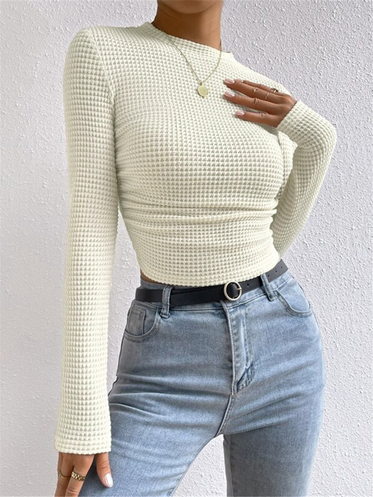 Tessa – Slim-Pullover im Waffelstich