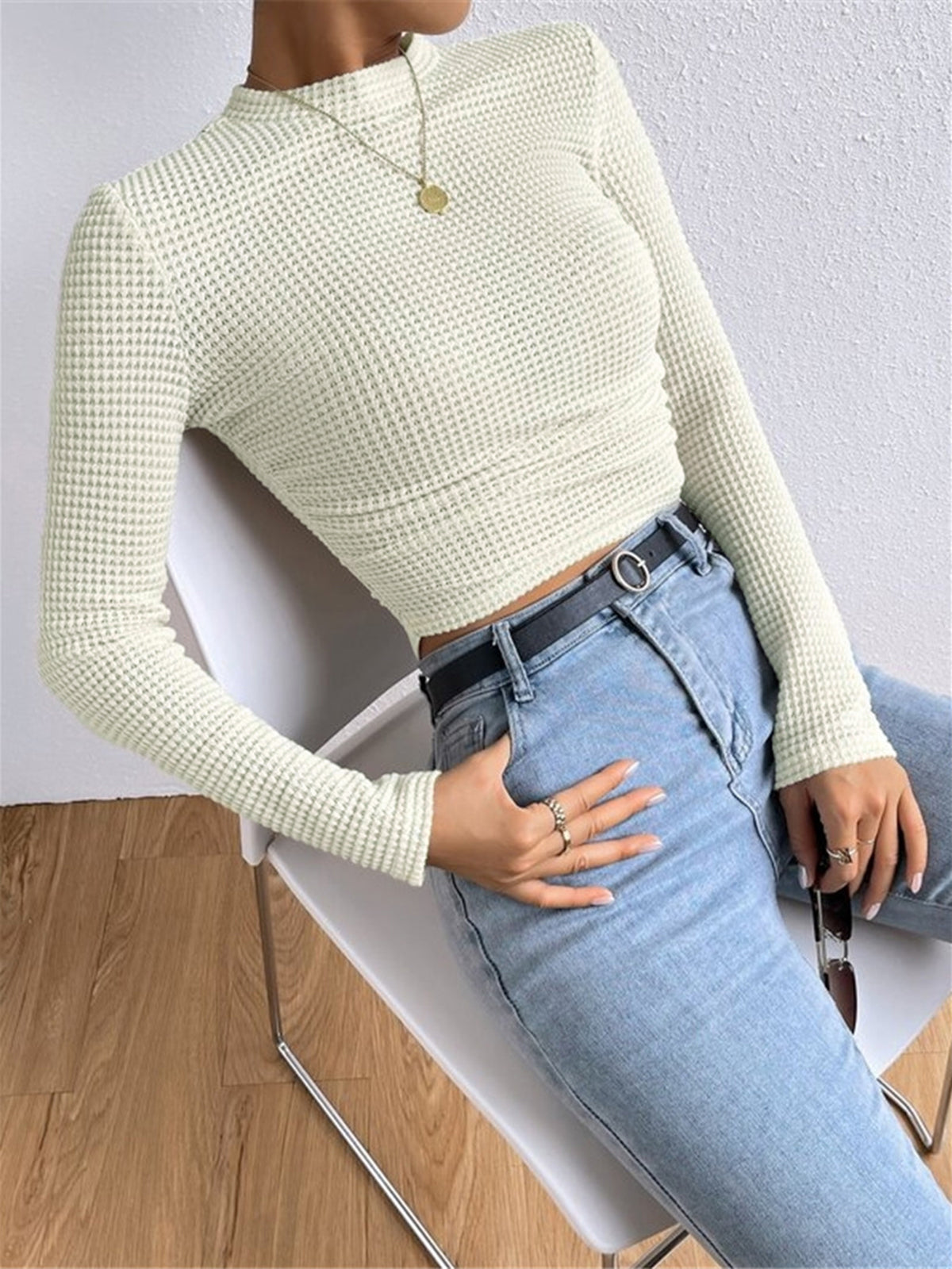 Tessa – Slim-Pullover im Waffelstich