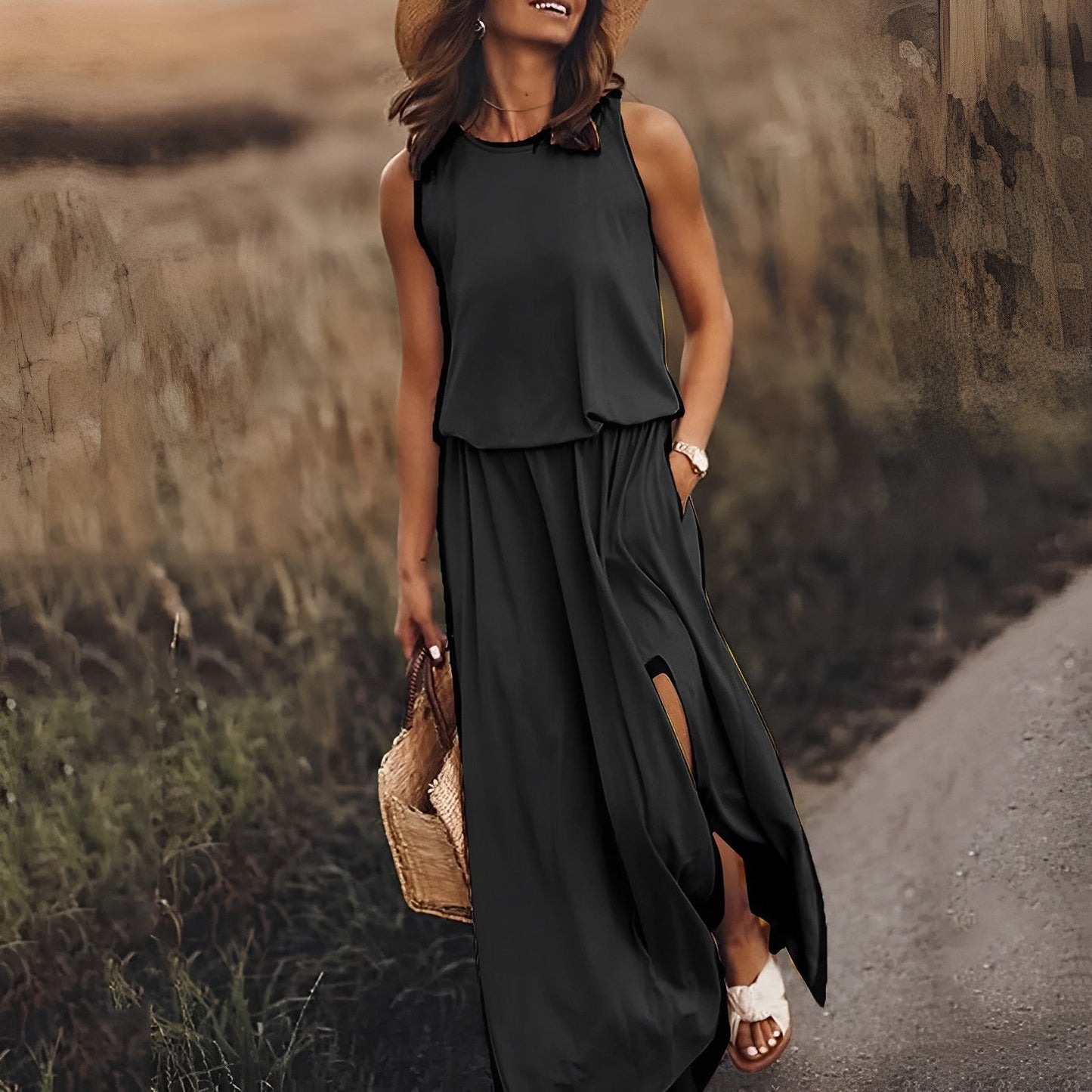 Mina – Kleid mit geteiltem Saum und Doppeltaschen