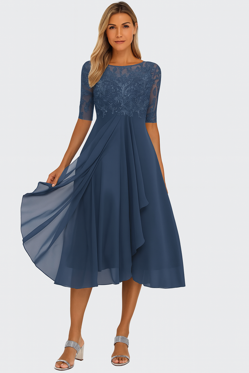 Ximena - Schönes Damen-Spitzenkleid Knielang