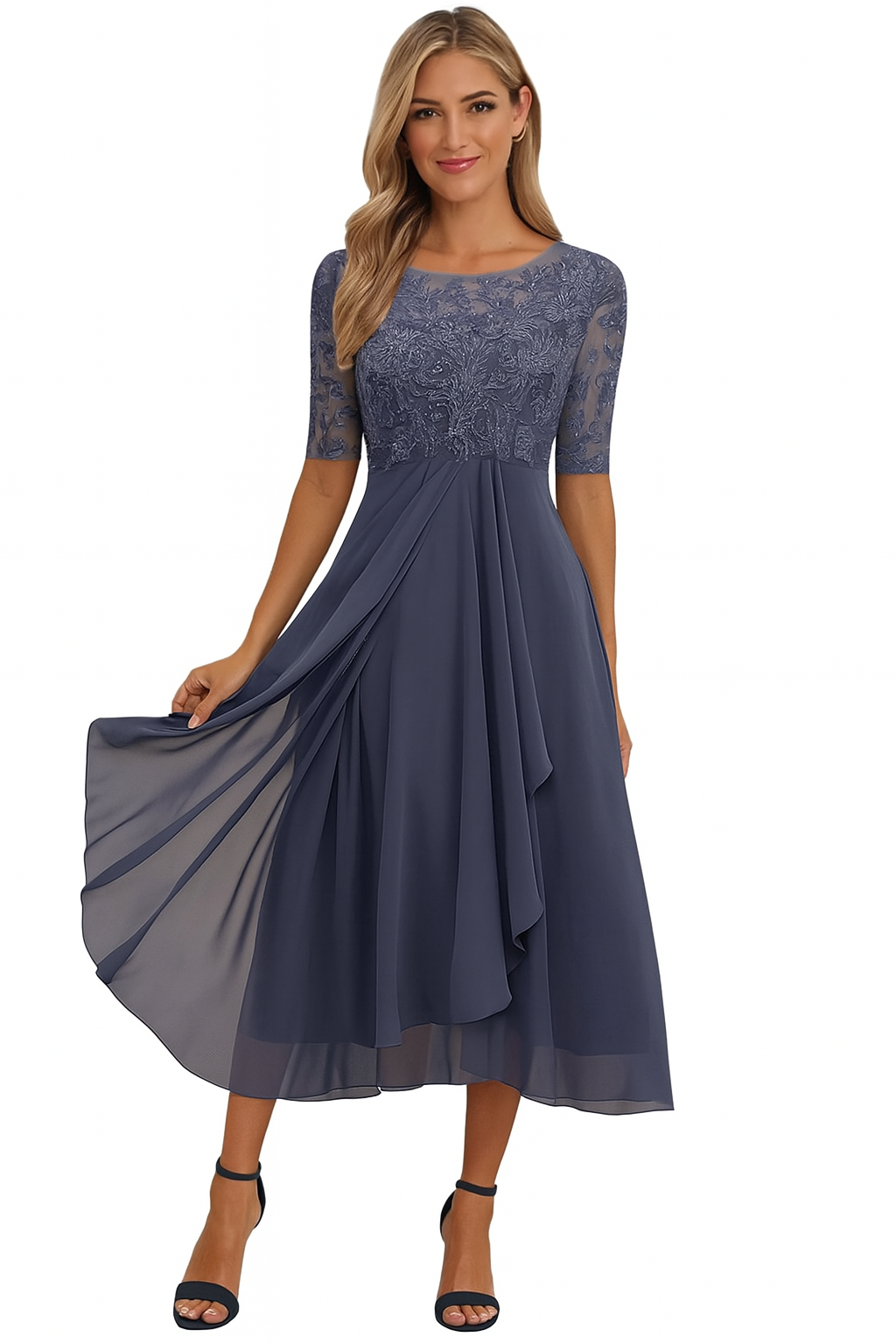Ximena - Schönes Damen-Spitzenkleid Knielang