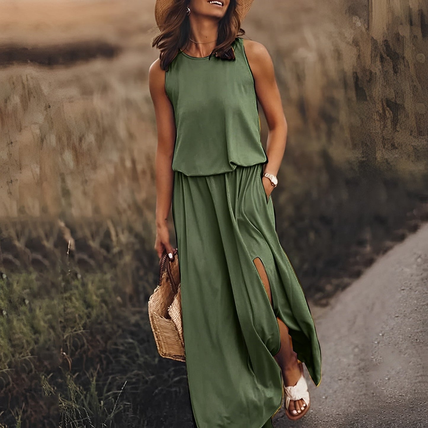 Mina – Kleid mit geteiltem Saum und Doppeltaschen