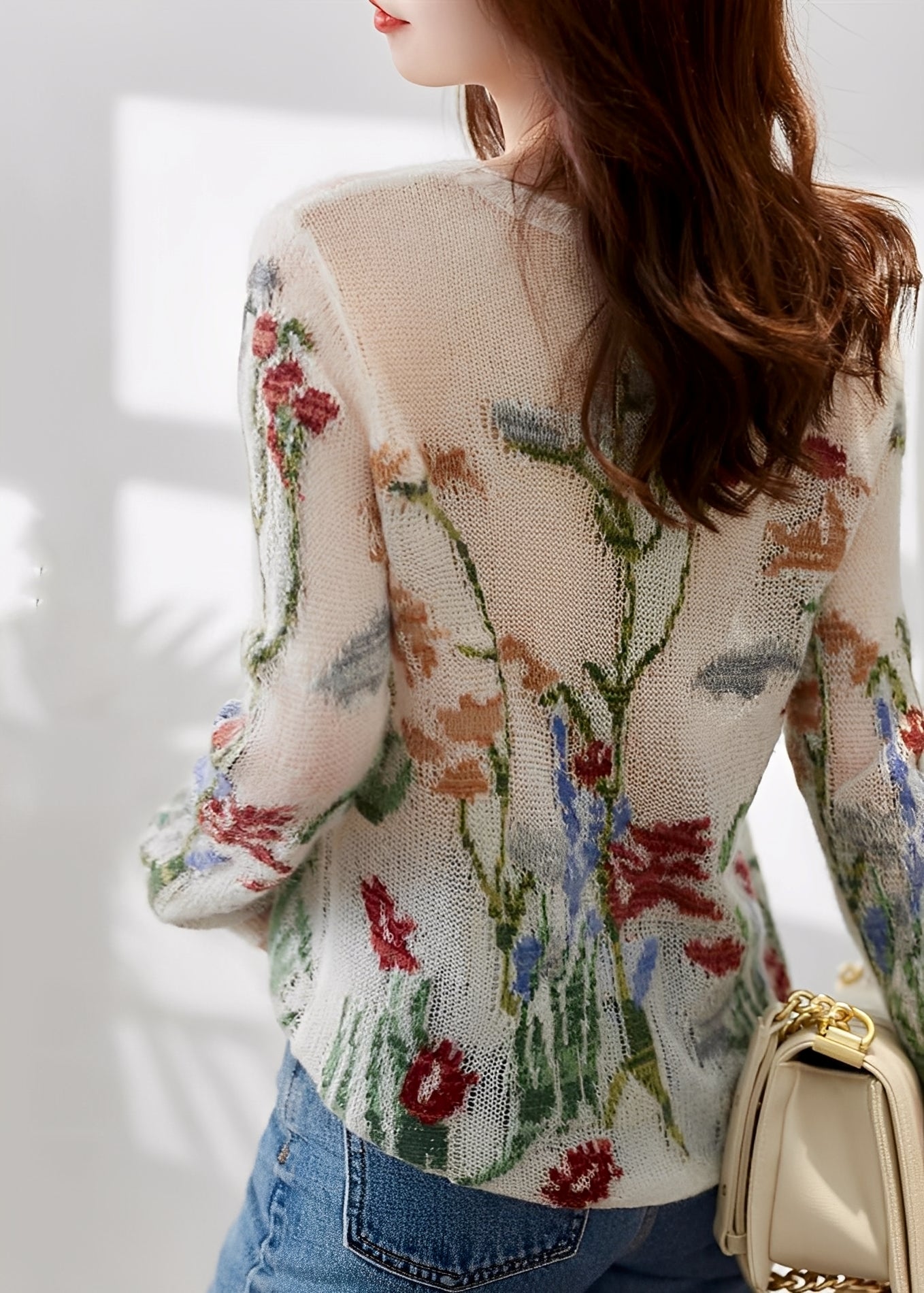 Gisselle - Stilvoller Strickpullover mit Blumenmuster für Damen