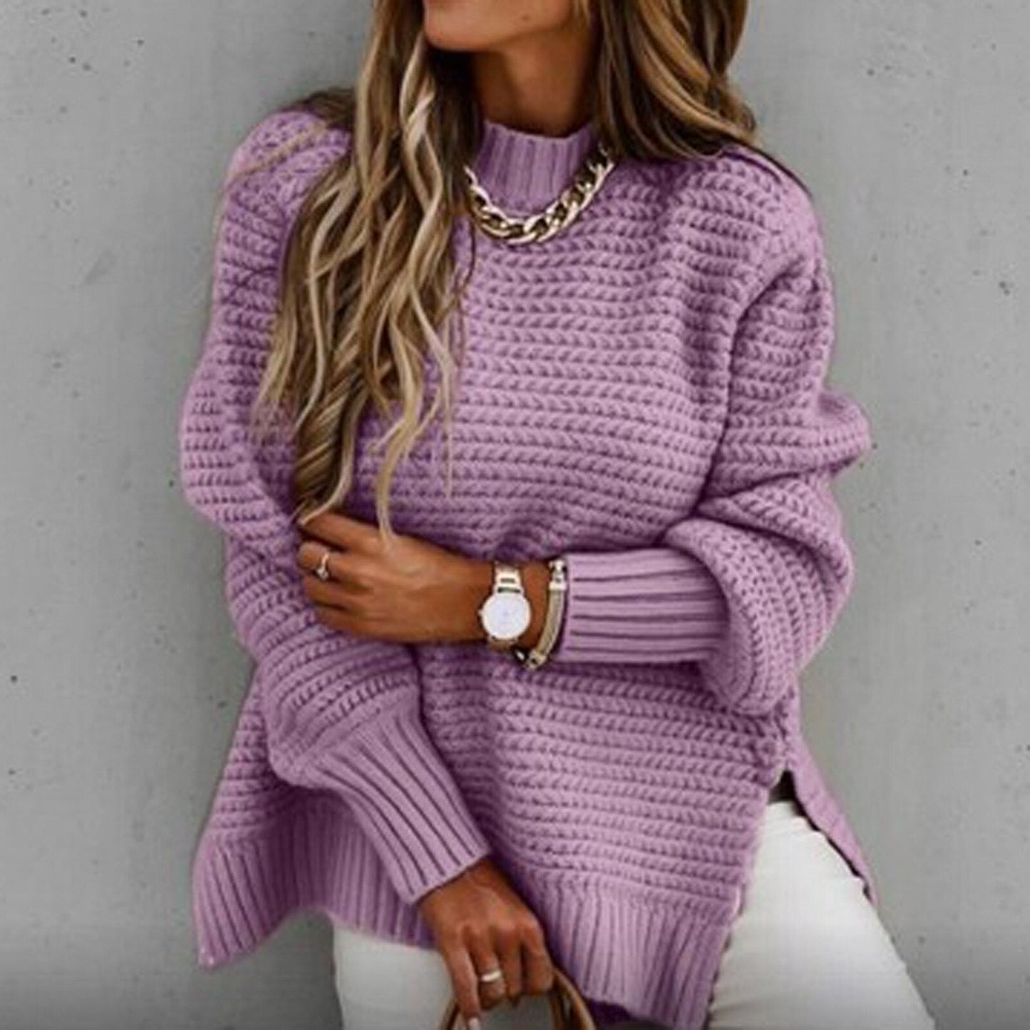 Thistle - Herbstpullover Strick mit Halbem Kragen