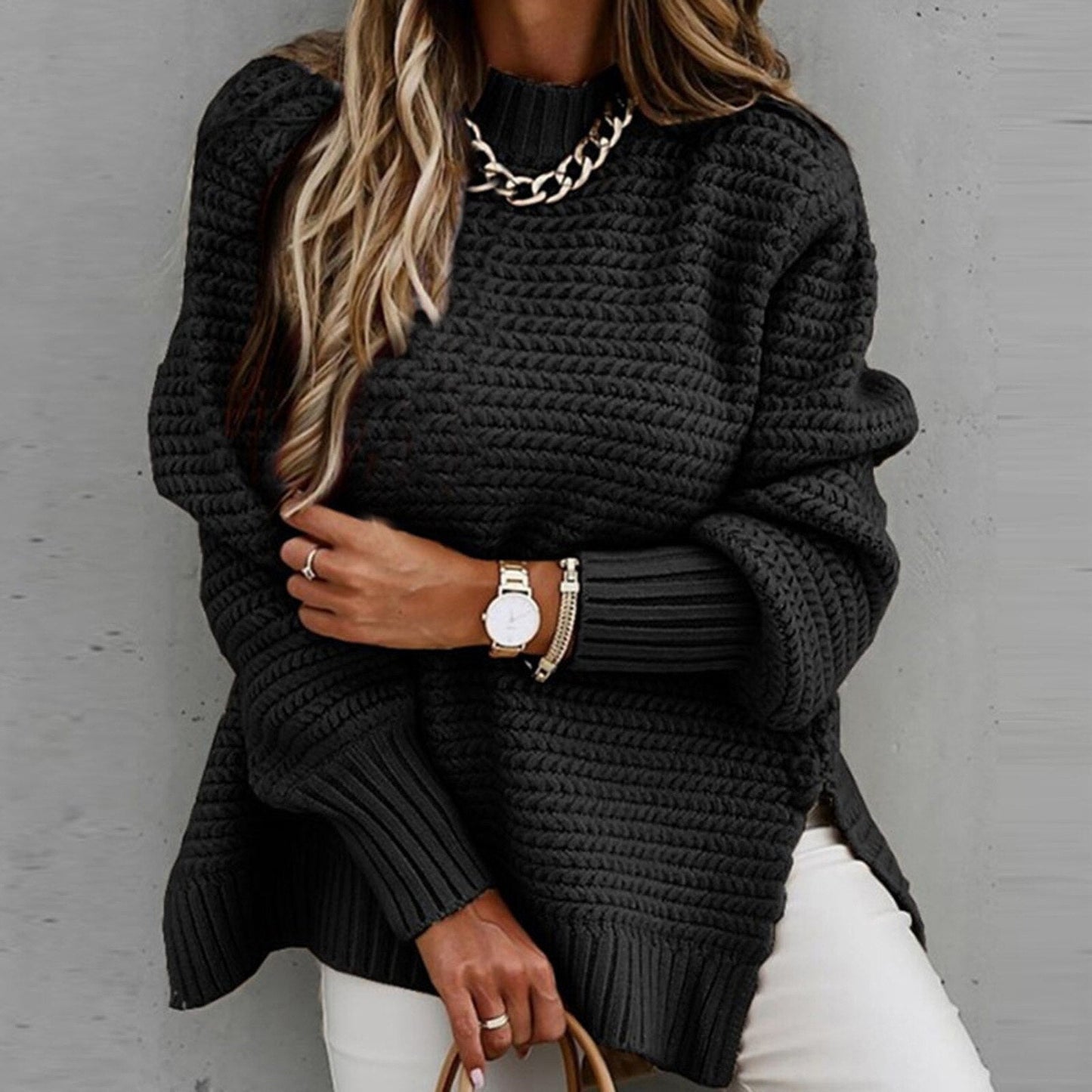Thistle - Herbstpullover Strick mit Halbem Kragen