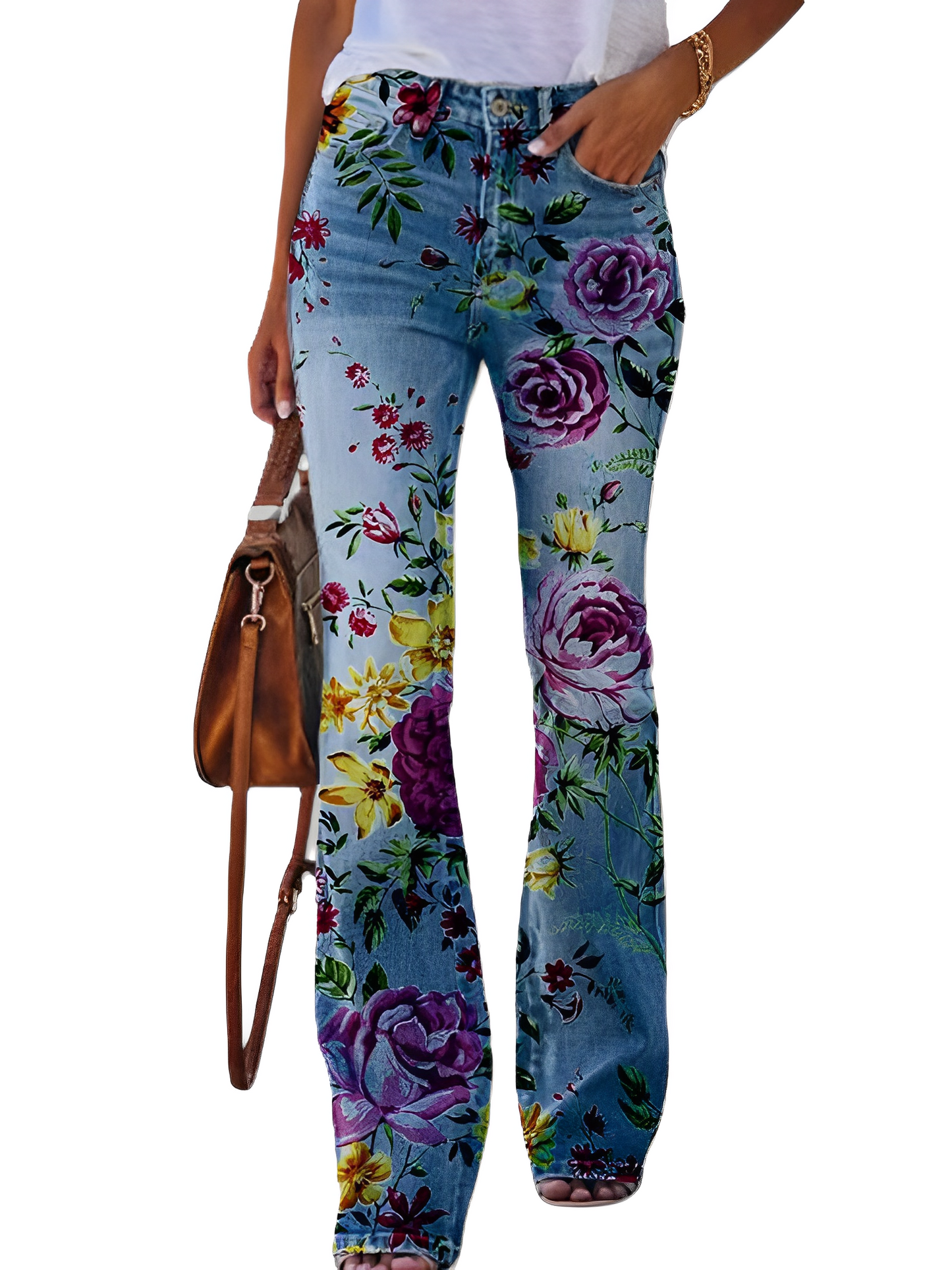 Glenna - Sommerliche Schlaghose mit Blumenmuster für Damen