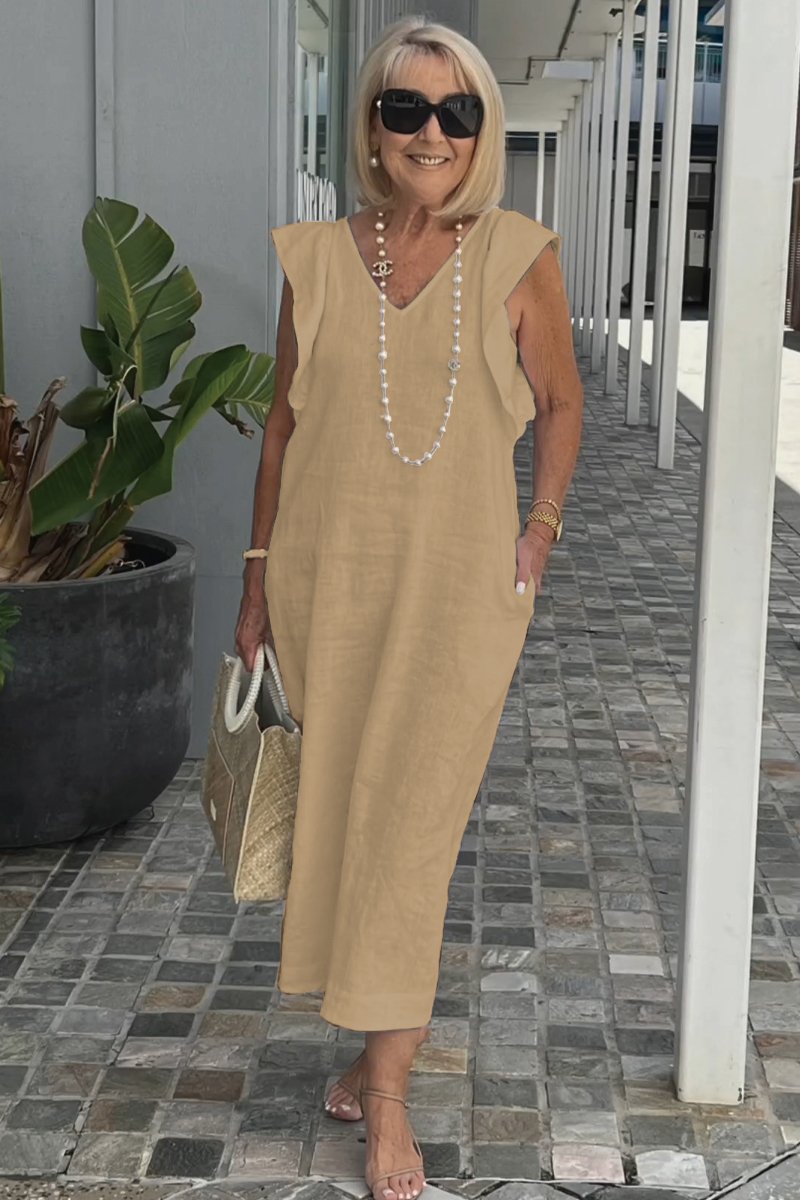 Bracha - Elegantes ärmelloses Sommerleinenkleid