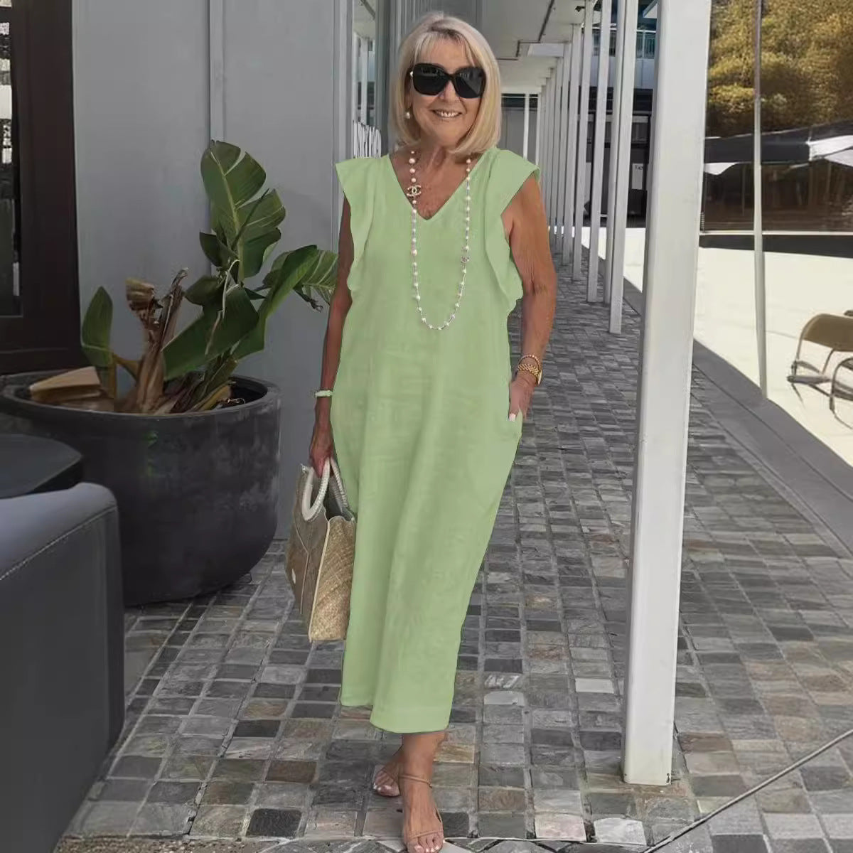 Bracha - Elegantes ärmelloses Sommerleinenkleid