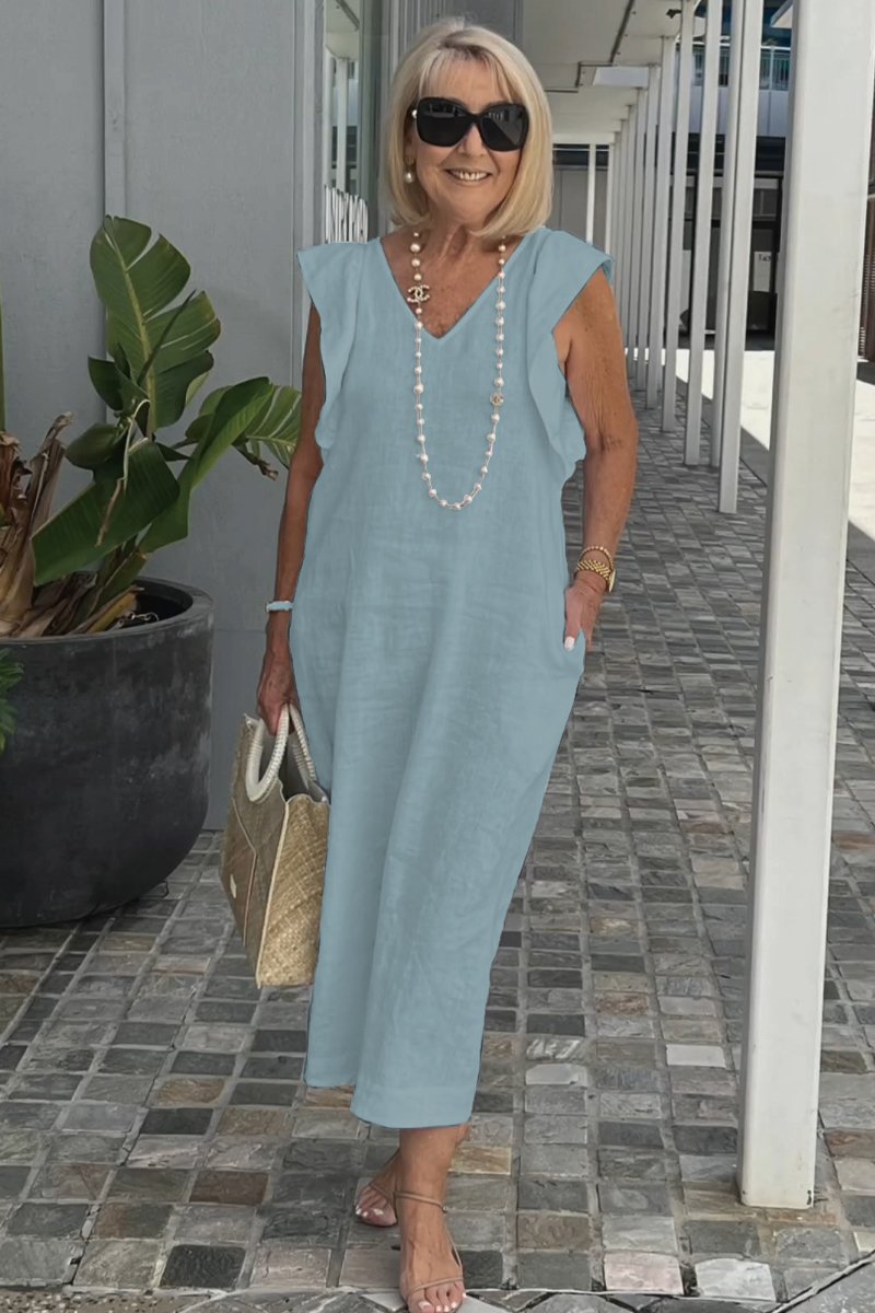 Bracha - Elegantes ärmelloses Sommerleinenkleid