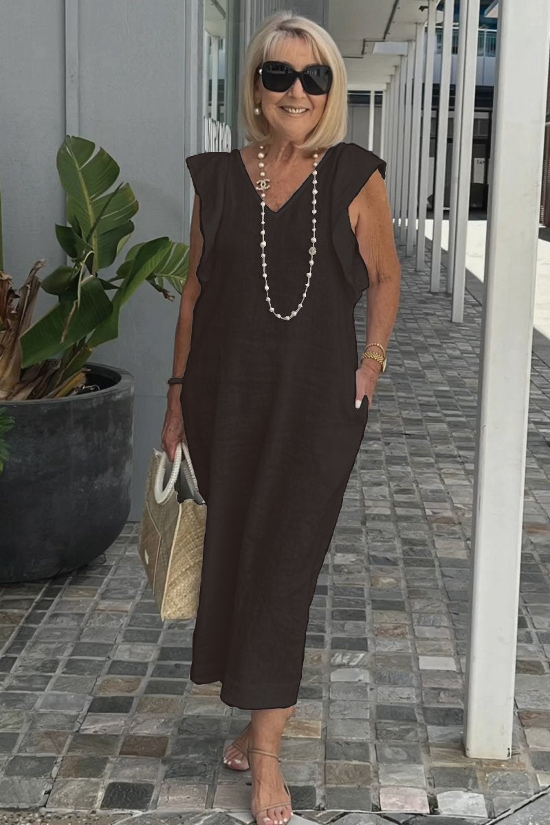 Bracha - Elegantes ärmelloses Sommerleinenkleid