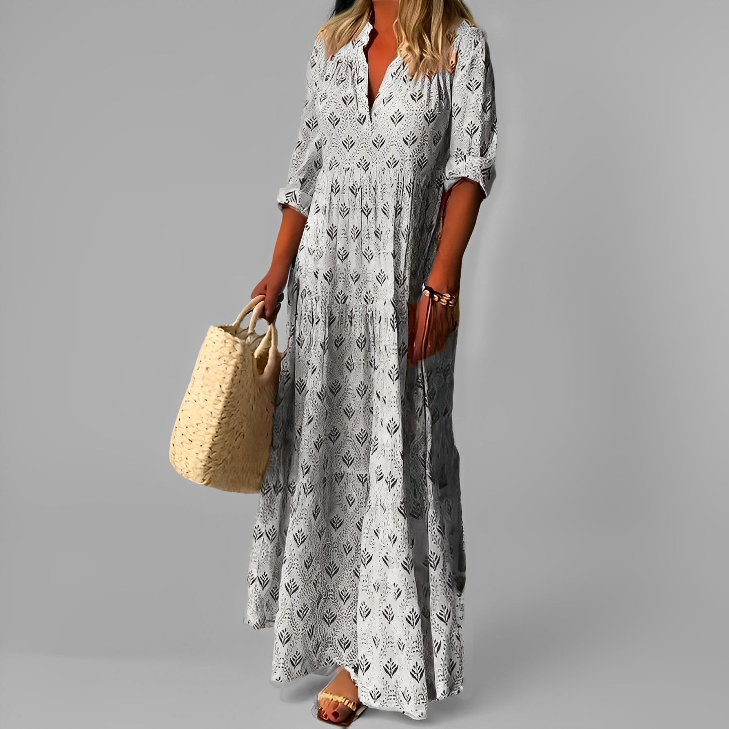 Monna - Retro und locker geschnittenes Maxikleid für Damen