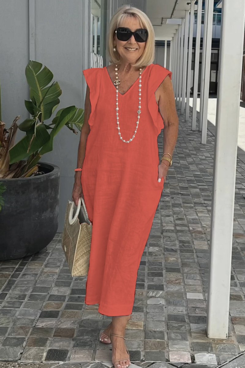 Bracha - Elegantes ärmelloses Sommerleinenkleid