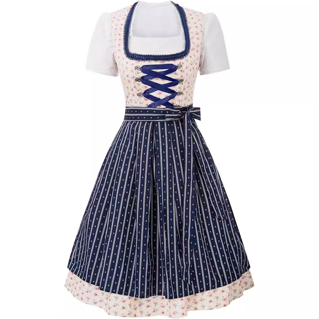 Haven - Damen Elegante Blau Oktoberfest Dirndl Kleid