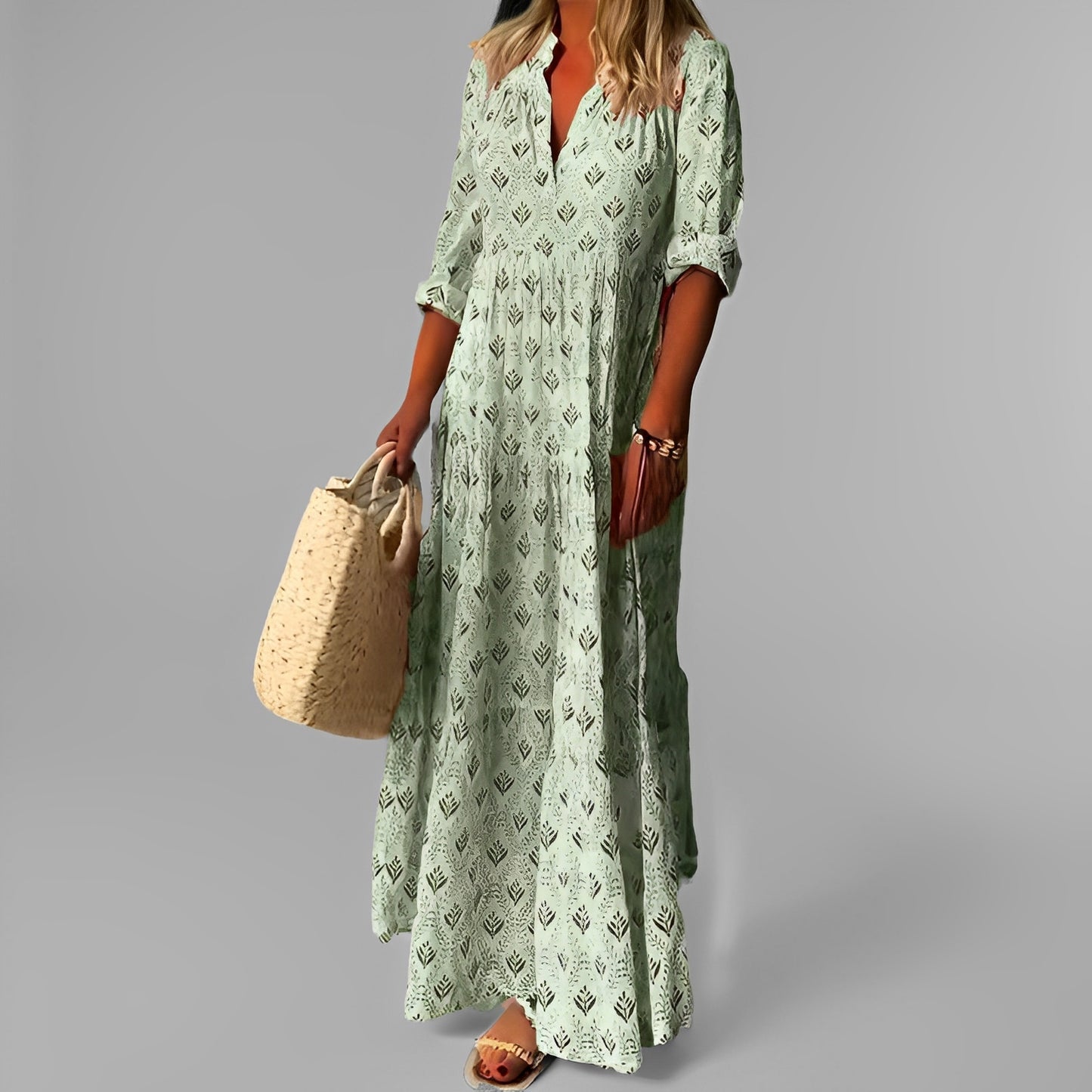 Monna - Retro und locker geschnittenes Maxikleid für Damen