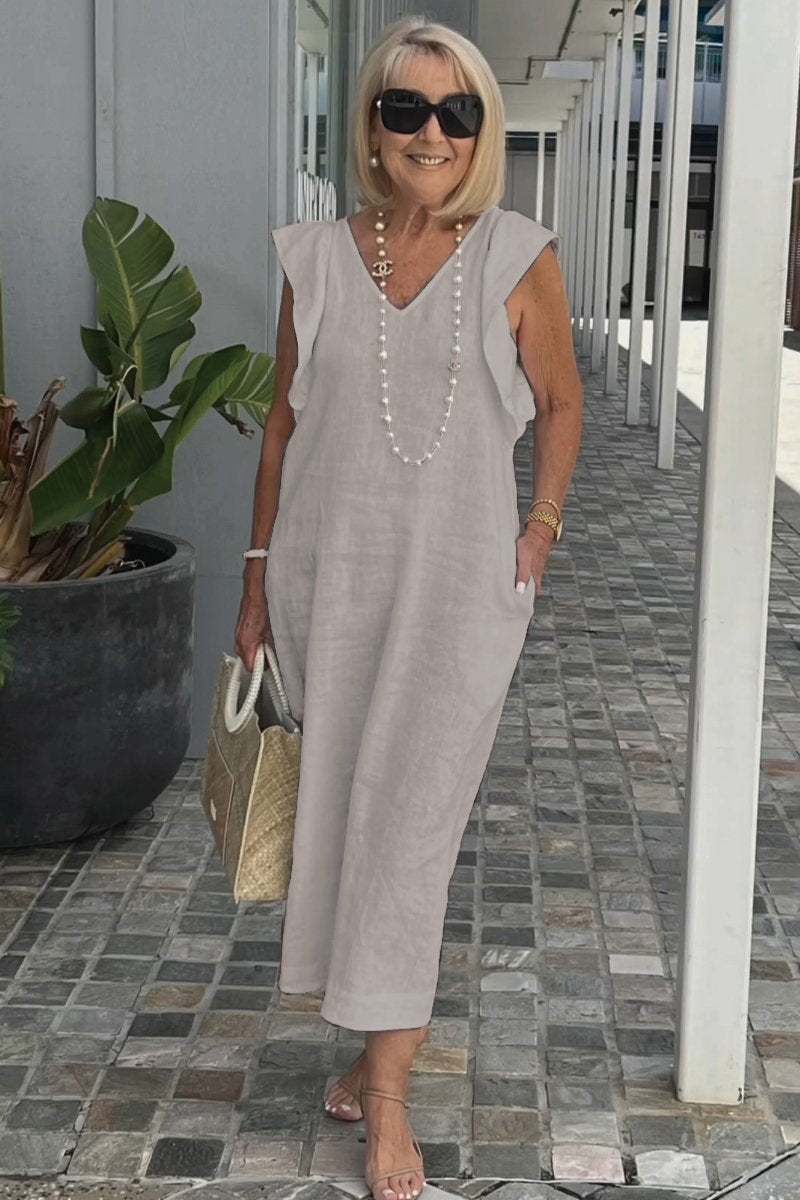 Bracha - Elegantes ärmelloses Sommerleinenkleid