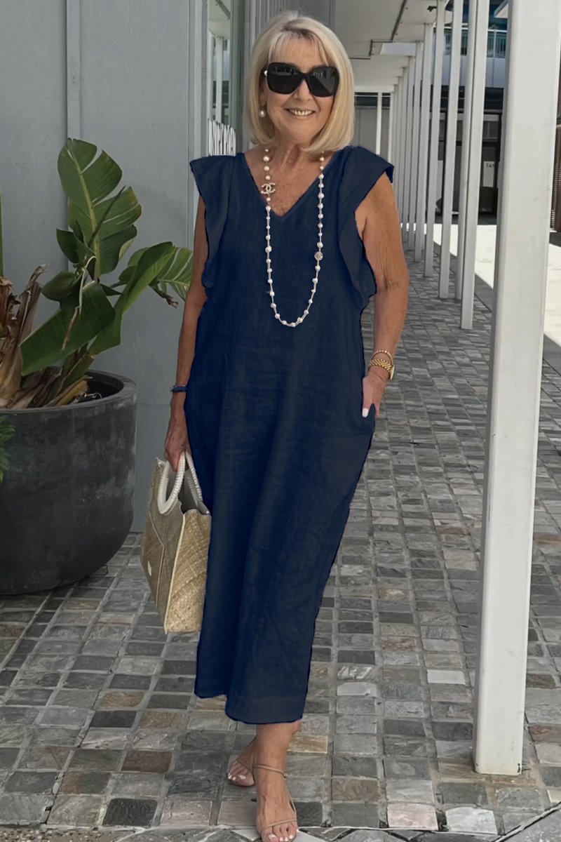 Bracha - Elegantes ärmelloses Sommerleinenkleid