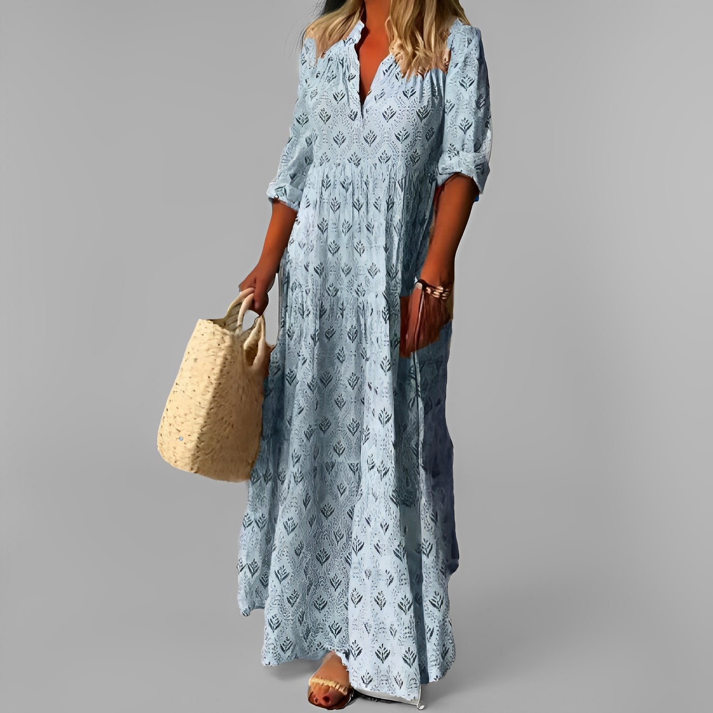 Monna - Retro und locker geschnittenes Maxikleid für Damen