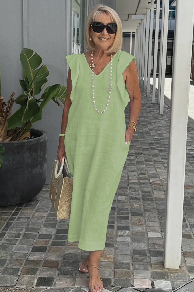 Bracha - Elegantes ärmelloses Sommerleinenkleid