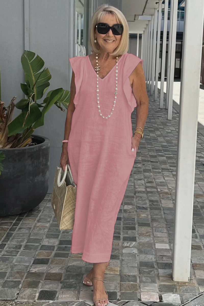 Bracha - Elegantes ärmelloses Sommerleinenkleid