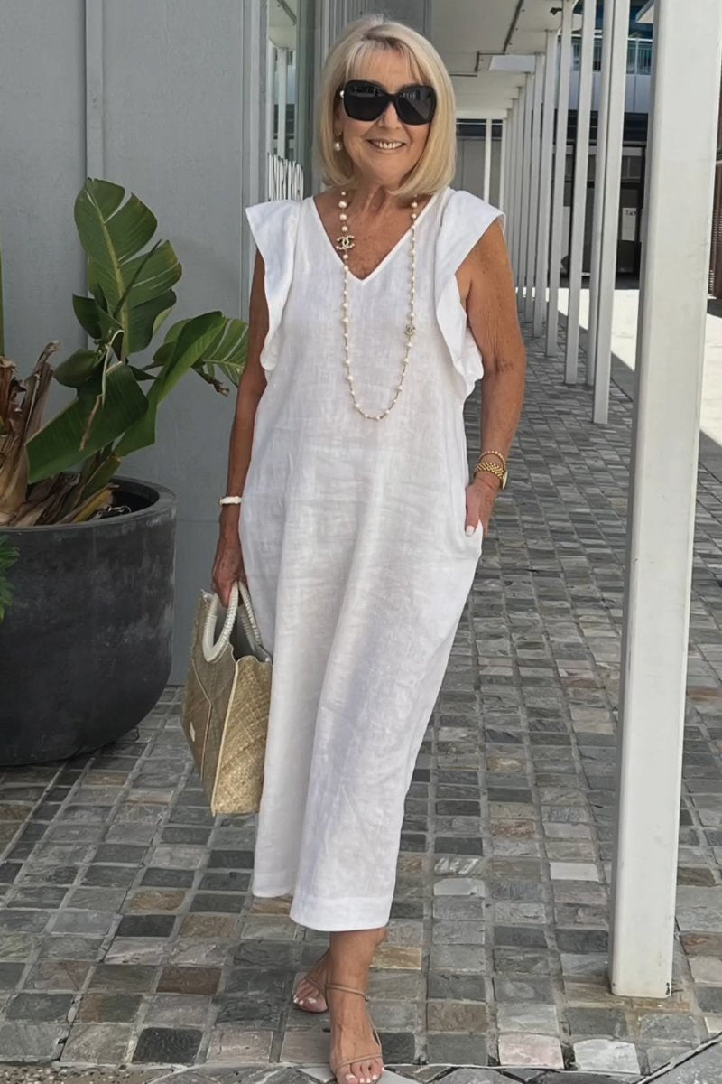 Bracha - Elegantes ärmelloses Sommerleinenkleid
