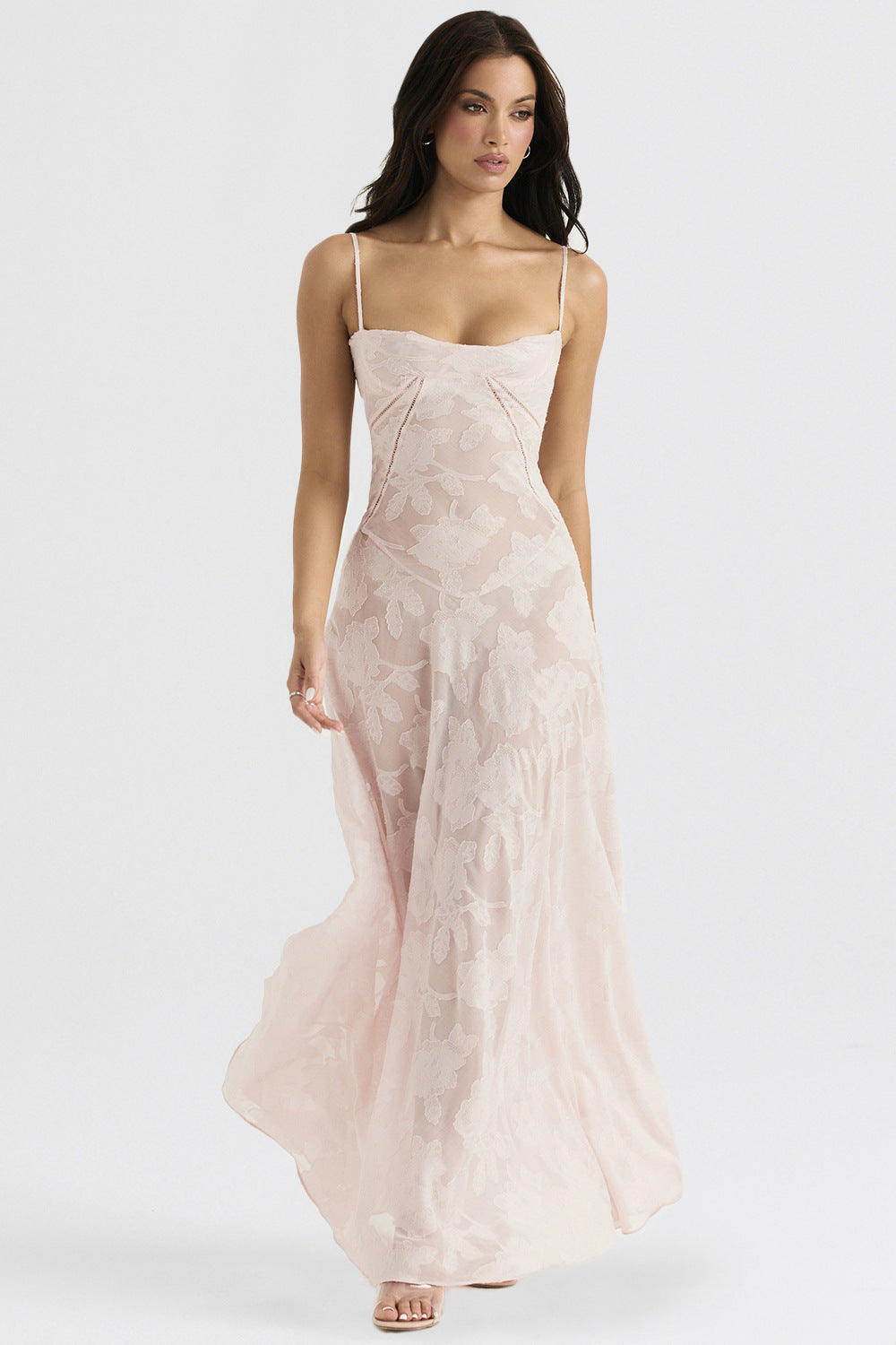 Cecily - Glattes Spaghettiträger Maxi-Kleid